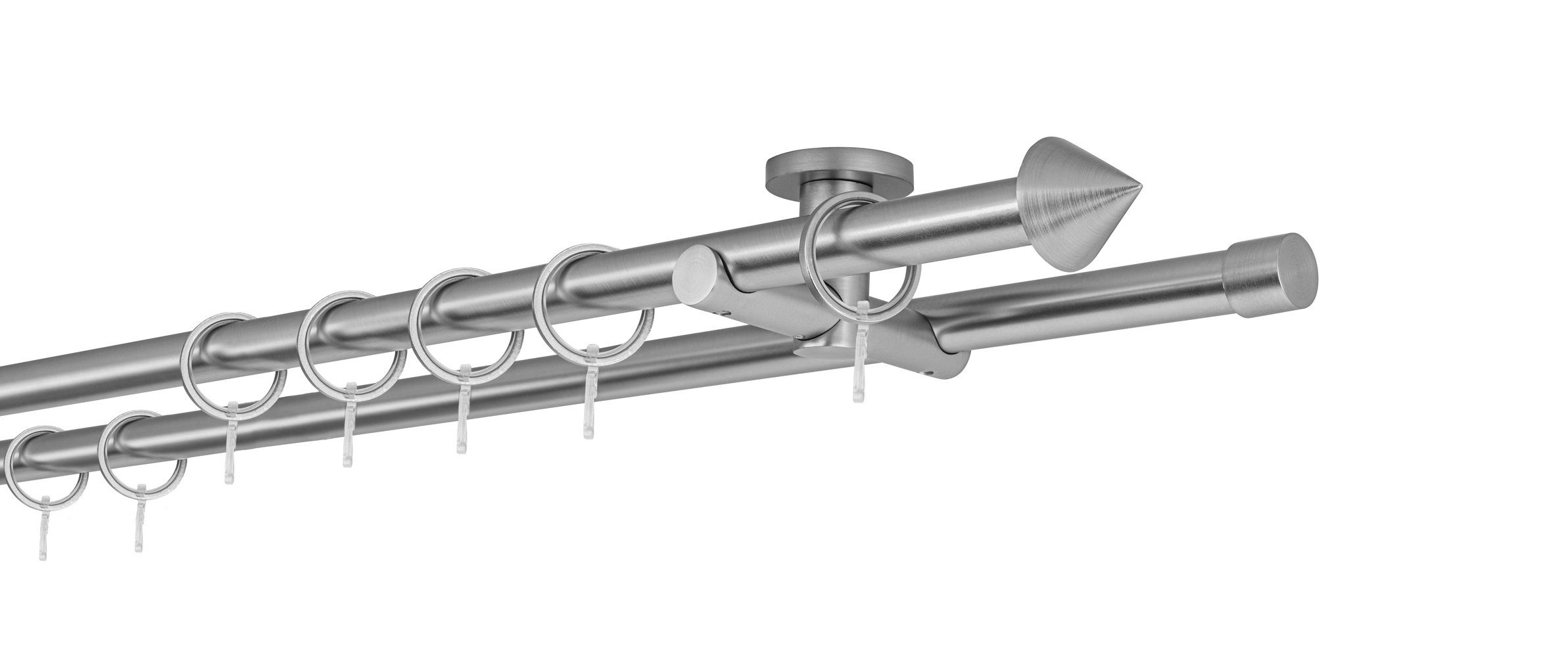 ondeco Gardinenstange Rundrohr Deckenabstand 5,5cm Spitze, Ø 20 mm, 1-läufig-läufig, Wunschmaßlänge, Bohren, verschraubt