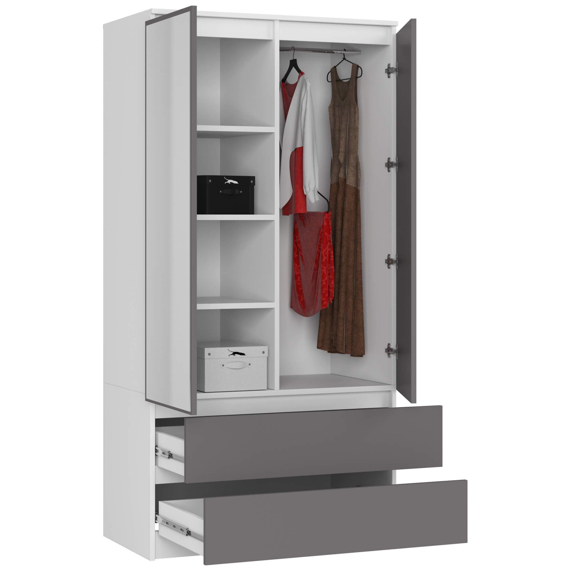 Raumhirsch Furniture Kleiderschrank Moderner Kleiderschrank 2 Türen - Stilvolle Aufbewahrung - Stauraum (viele Farbvarianten - Maße: 90 x 180 x 61 cm) - Hochwertig & stabil