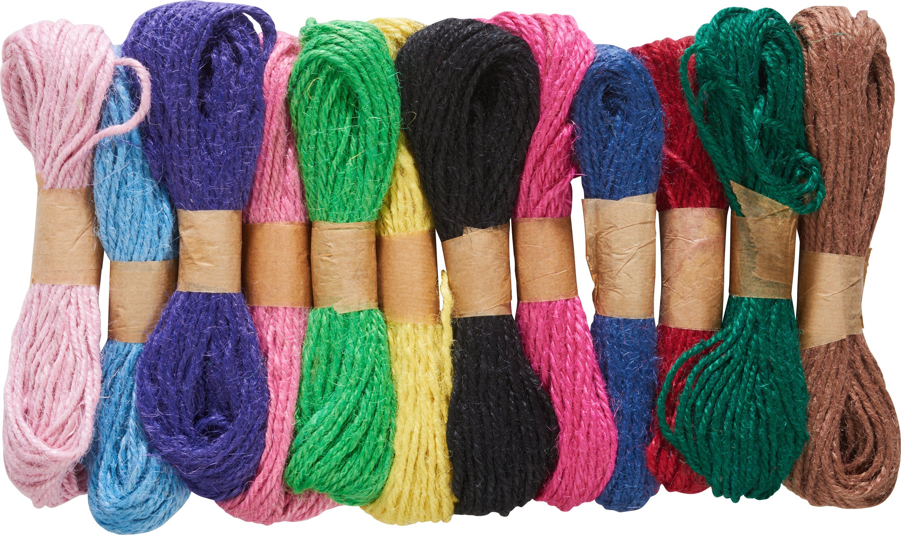 VBS Strängchen Hanfschnur Häkelwolle, 12 Stück á 10 m