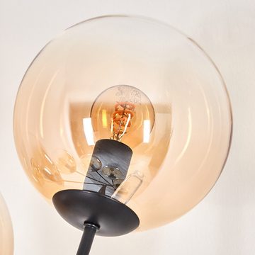 hofstein Stehlampe Stehlampe aus Metall/Glas in Schwarz/Bernstein/Klar, ohne Leuchtmittel, Leuchte mit Glasschirmen(15cm), 168cm, 6 x E14, ohne Leuchtmittel