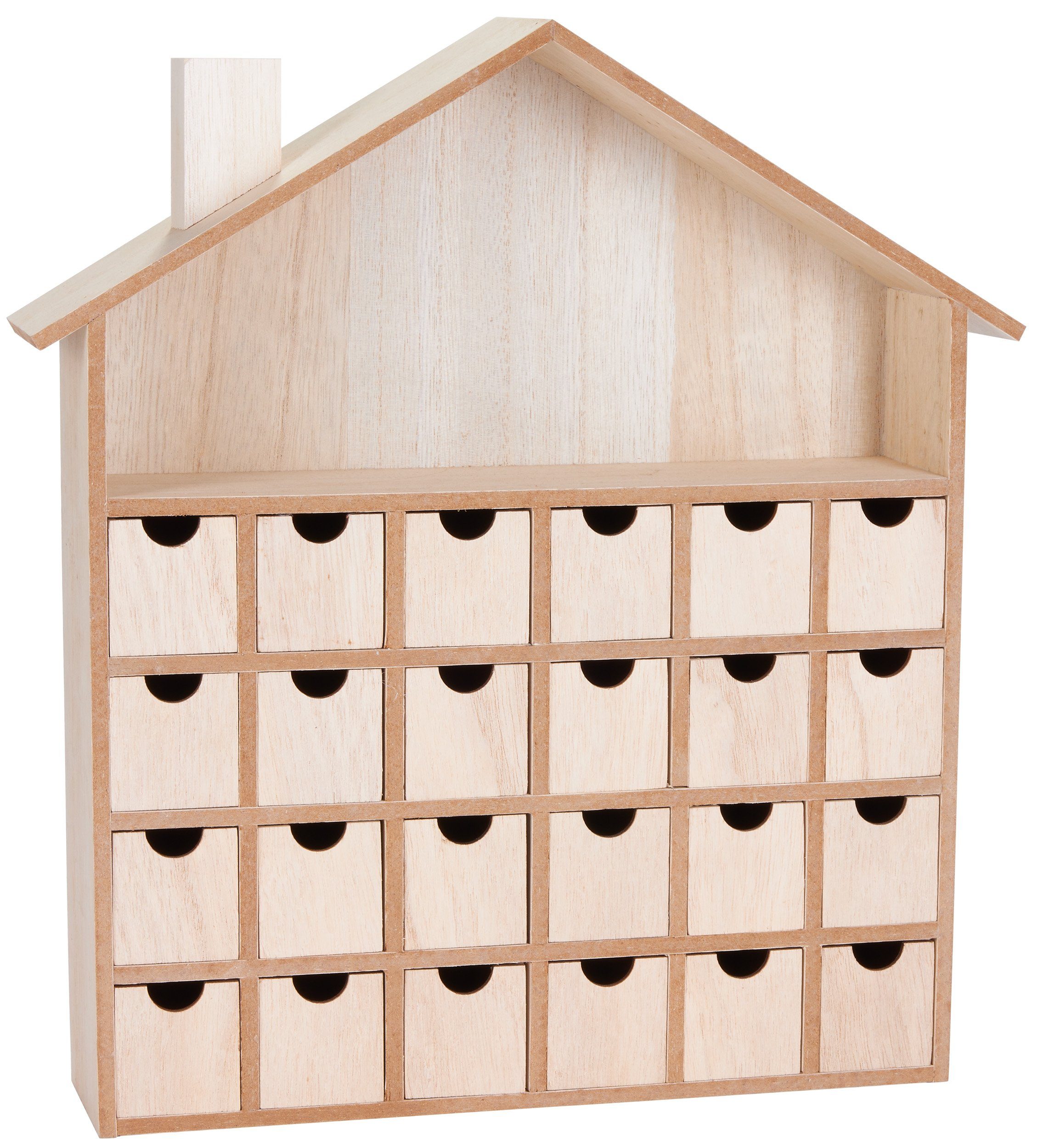 BRUBAKER befüllbarer Adventskalender DIY Weihnachtskalender zum Bemalen und Befüllen - Blanko 33,3 cm hoch (1-tlg), Holz Kalender - Weihnachtshaus zum Selbstgestalten