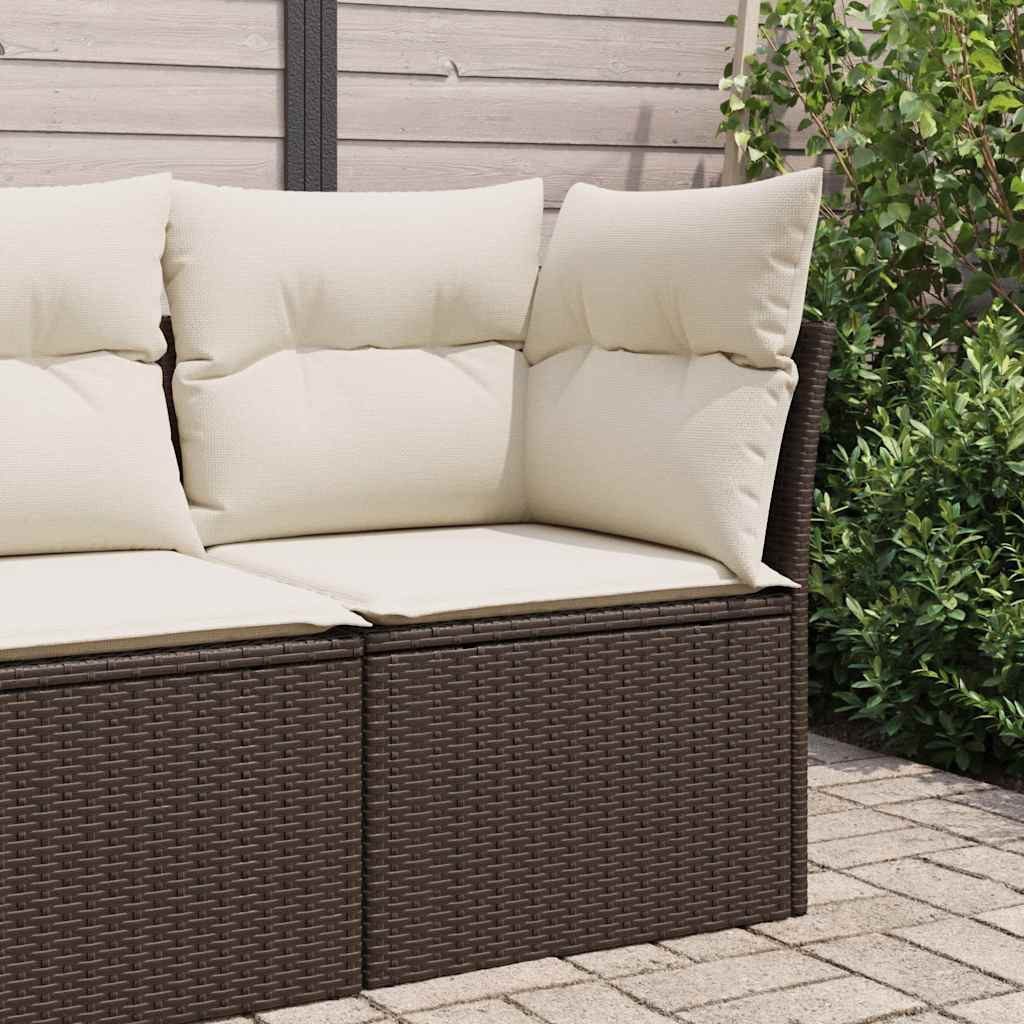 vidaXL Loungesofa Garten-Ecksofa mit Kissen Braun Poly Rattan, 1 Teile