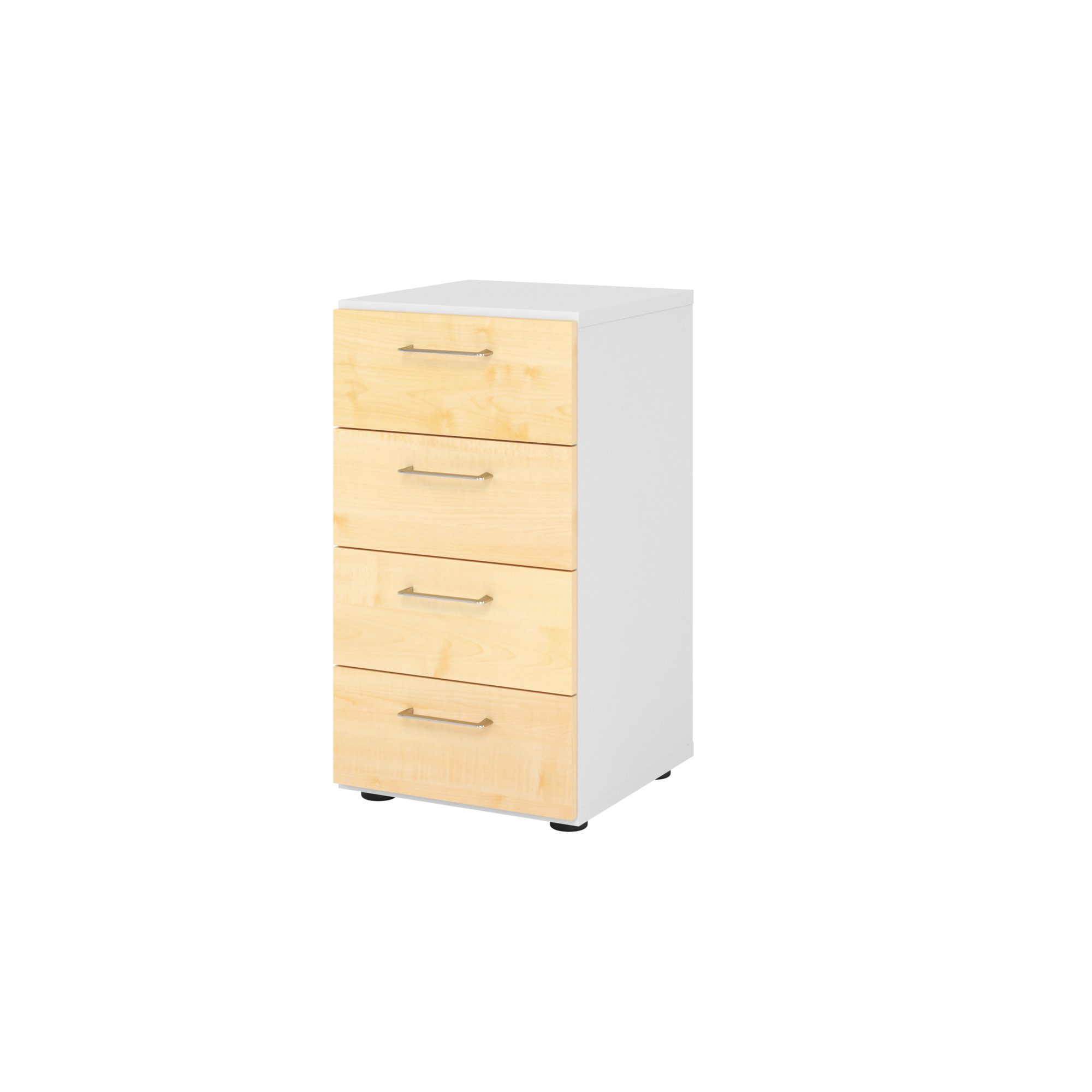 Hängeschuhschrank Regal 2OH 4 Schübe weiß/Ahorn