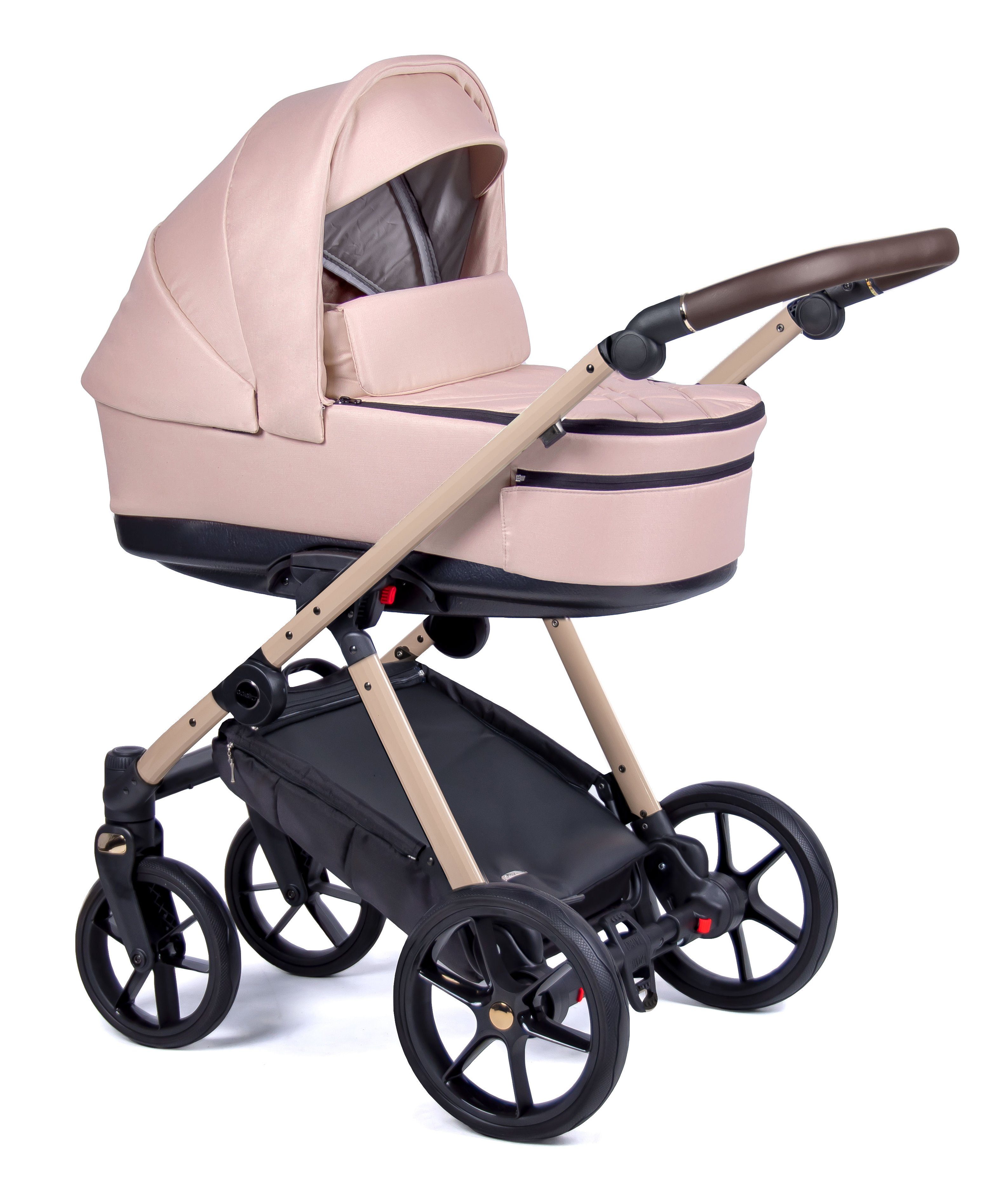 babies-on-wheels Kombi-Kinderwagen 2 in 1 Teile = Gestell - 24 Axxis beige in Kinderwagen-Set - 14 Designs Creme