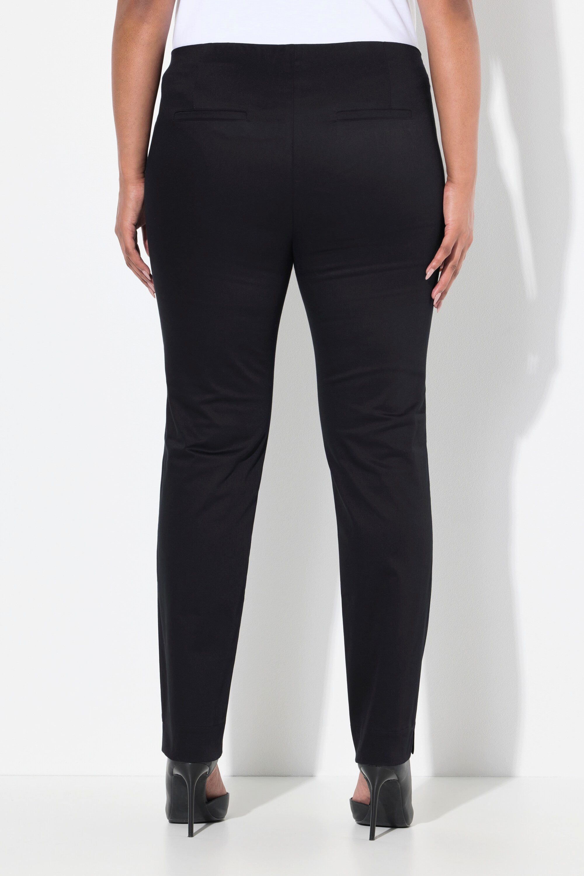 Ulla Popken Chinohose Chino-Hose Slim Elastikbund Saumschlitze