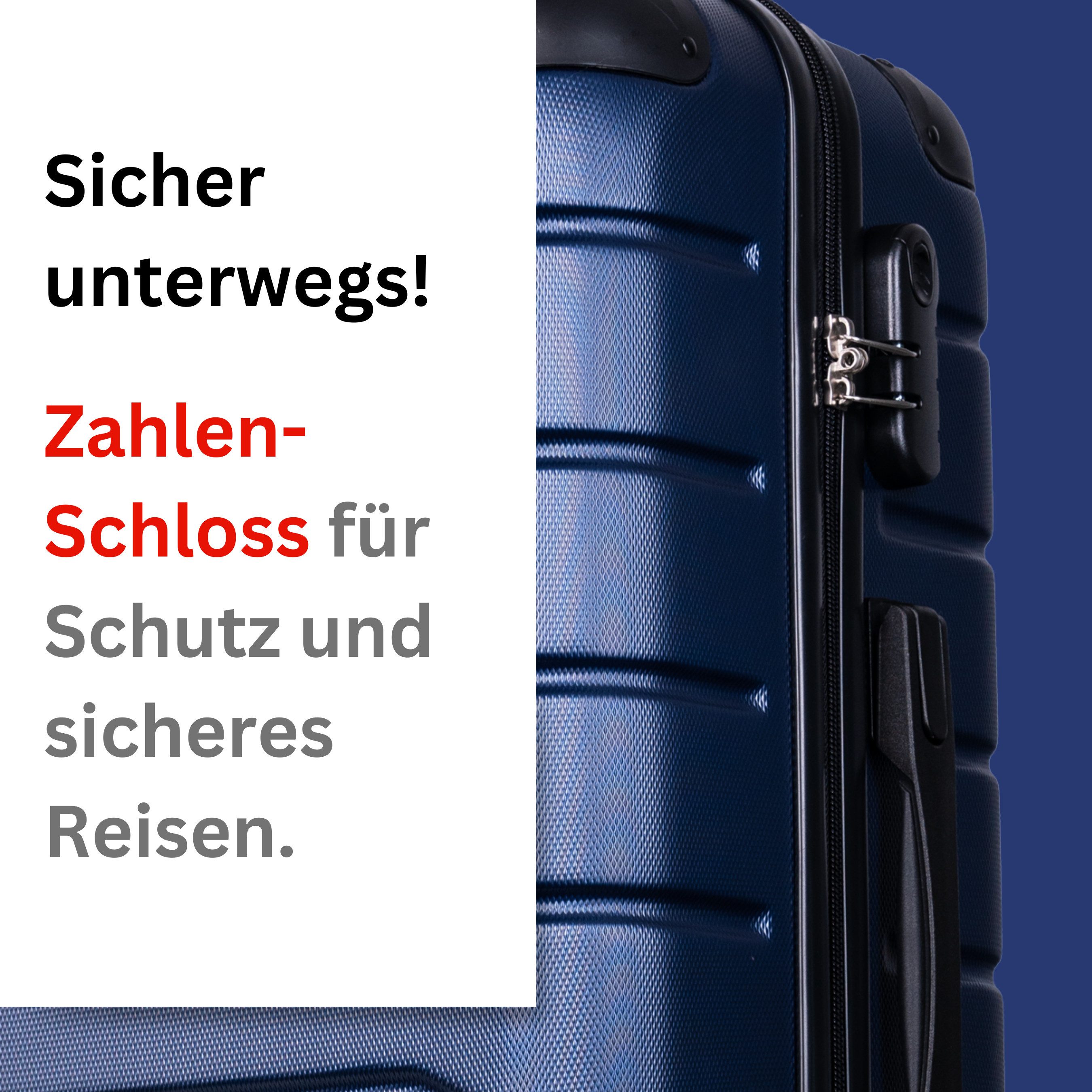 NOWI Hartschalen-Trolley Koffer Hartschalenkoffer mit Zahlenschloss & 8 Rollen Trolley, Zahlenschloss