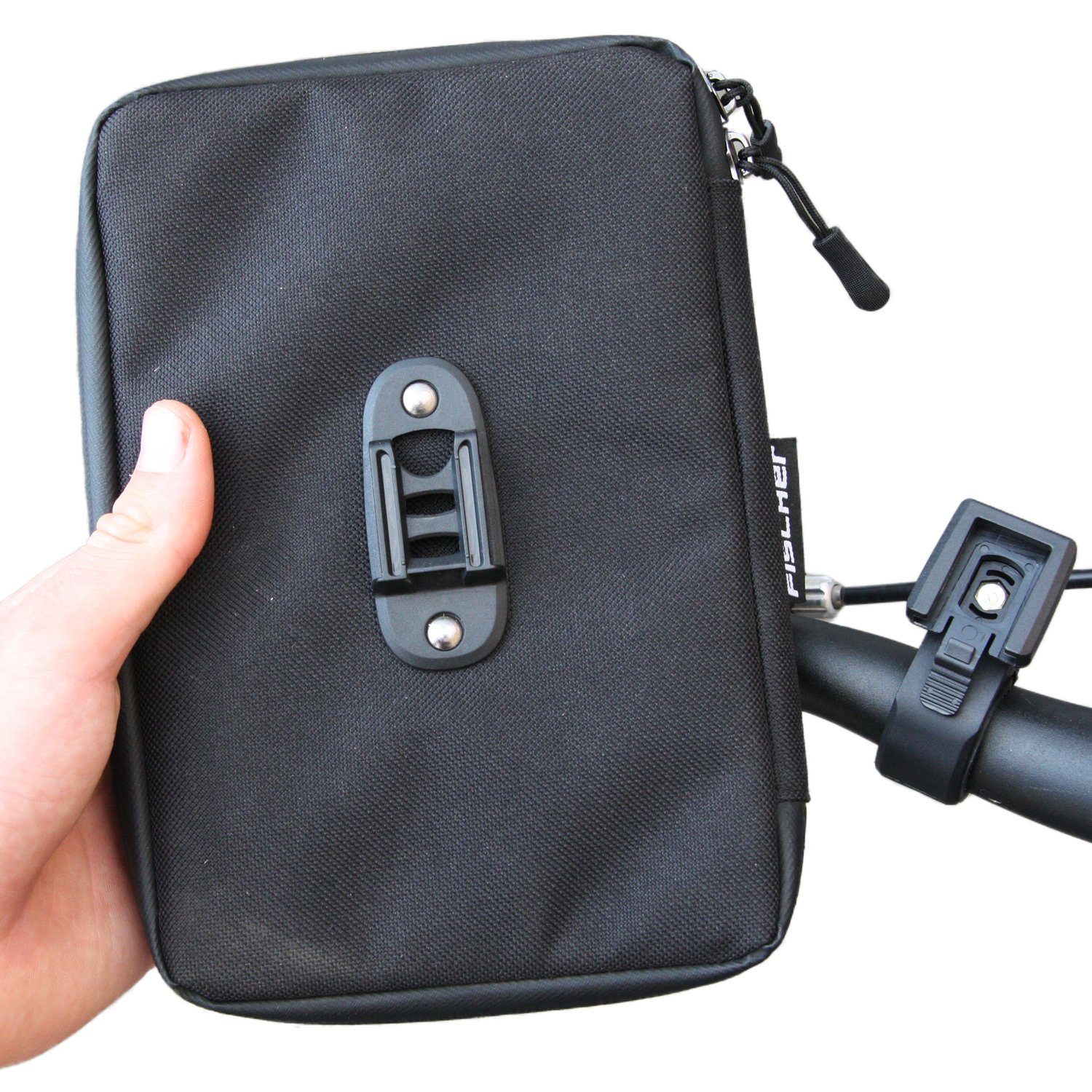 FISCHER Fahrrad Tablet-Halterung Tablet-Tasche Lenker-Halterung Fahrrad, (bis 8 Zoll, Wasserfest, Halter mit Klick-System, Fahrrad-Lenker 22-31,8mm)