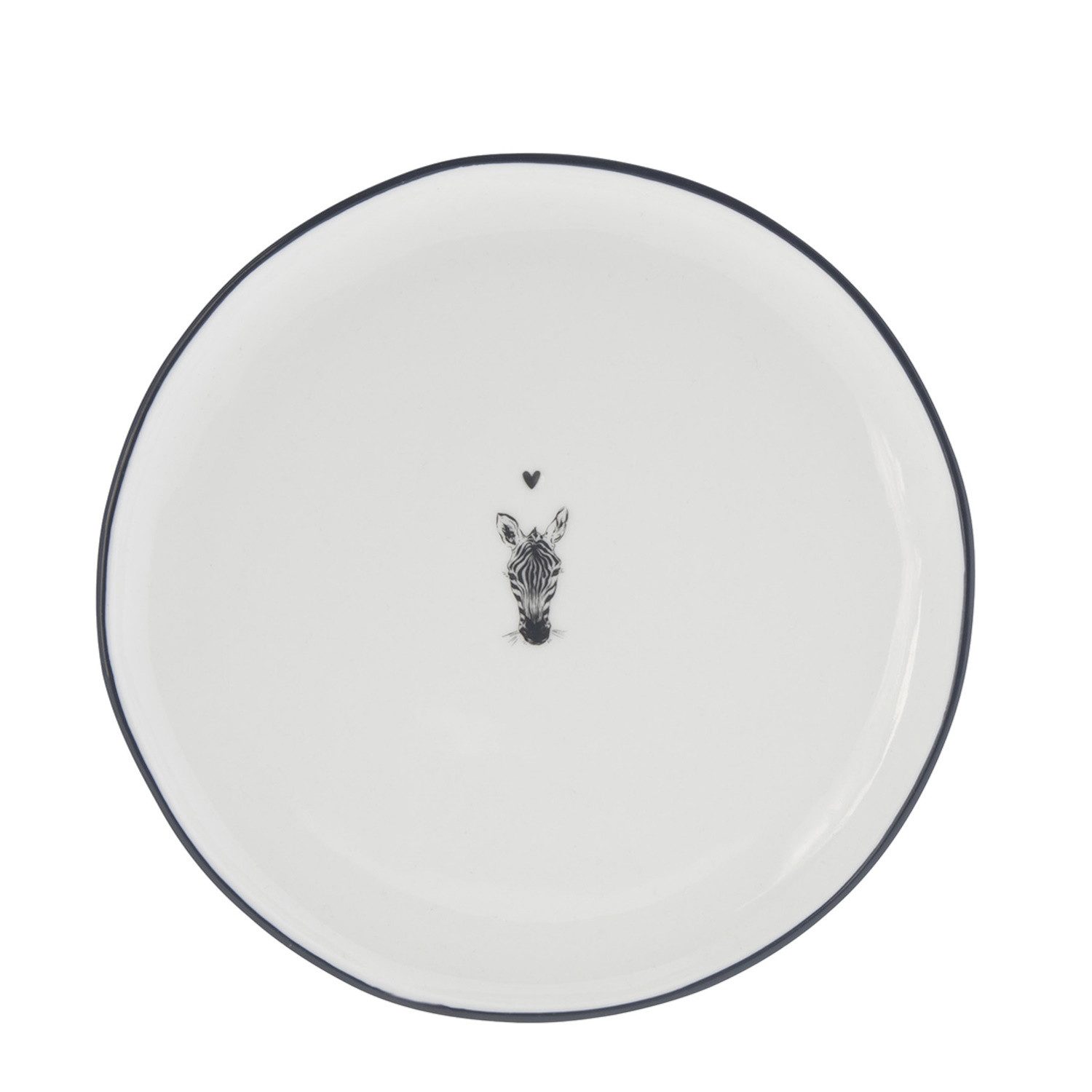 Bastion Collections Kuchenteller Schwarzes Herz, Spülmaschinengeeignet, Weiß, Motiv: Zebra