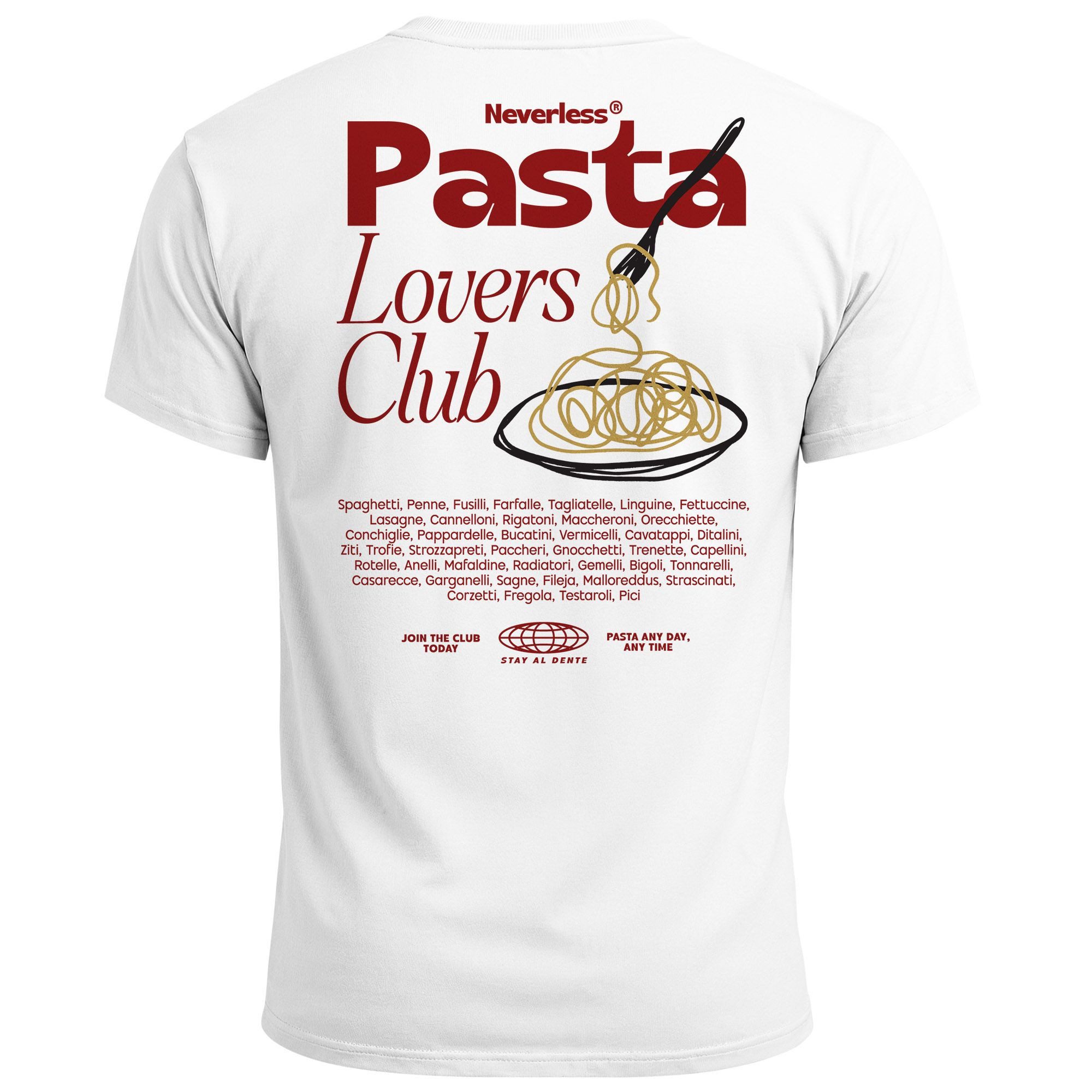 Neverless Print-Shirt Herren T-Shirt Backprint Pasta Lovers Club Nudeln Ita günstig online kaufen