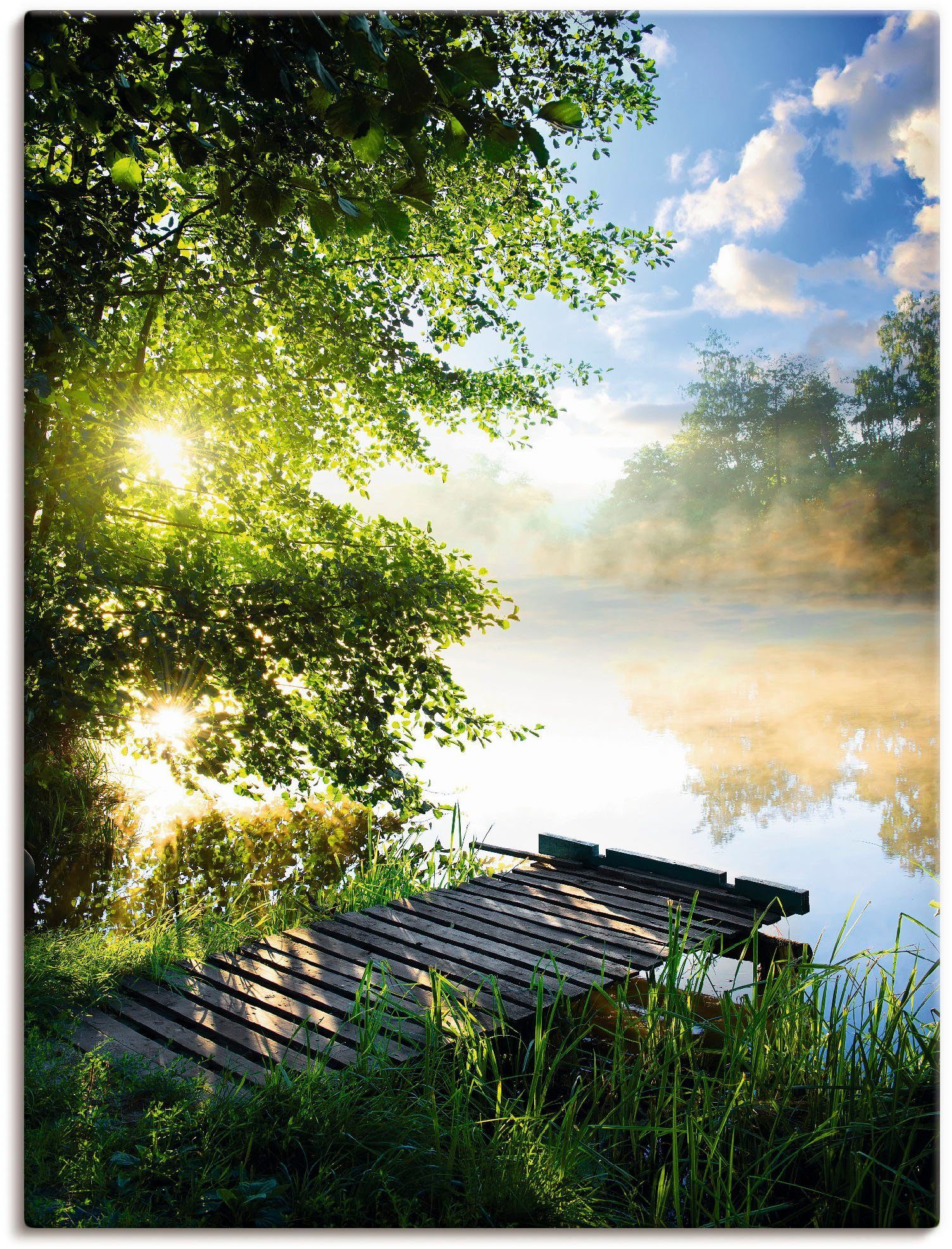 Artland Wandbild Angelsteg am Morgen, Gewässer (1 St), als Alubild, Leinwandbild, Poster in verschied. Größen