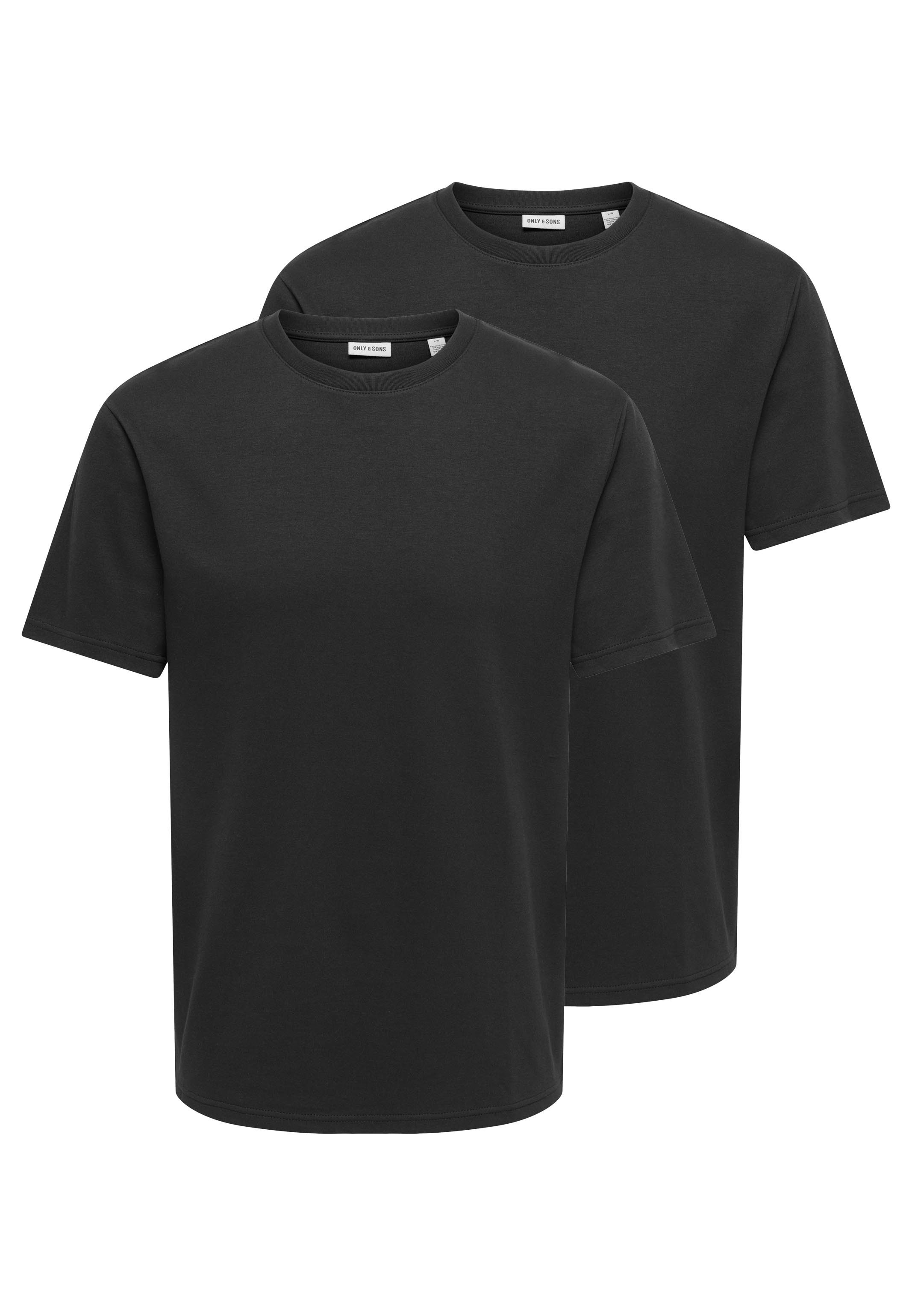 ONLY & SONS T-Shirt 2er Pack Caspian (Spar-Set, 2-tlg) T-Shirt - Baumwolle - Blickdicht - Elastisches Material