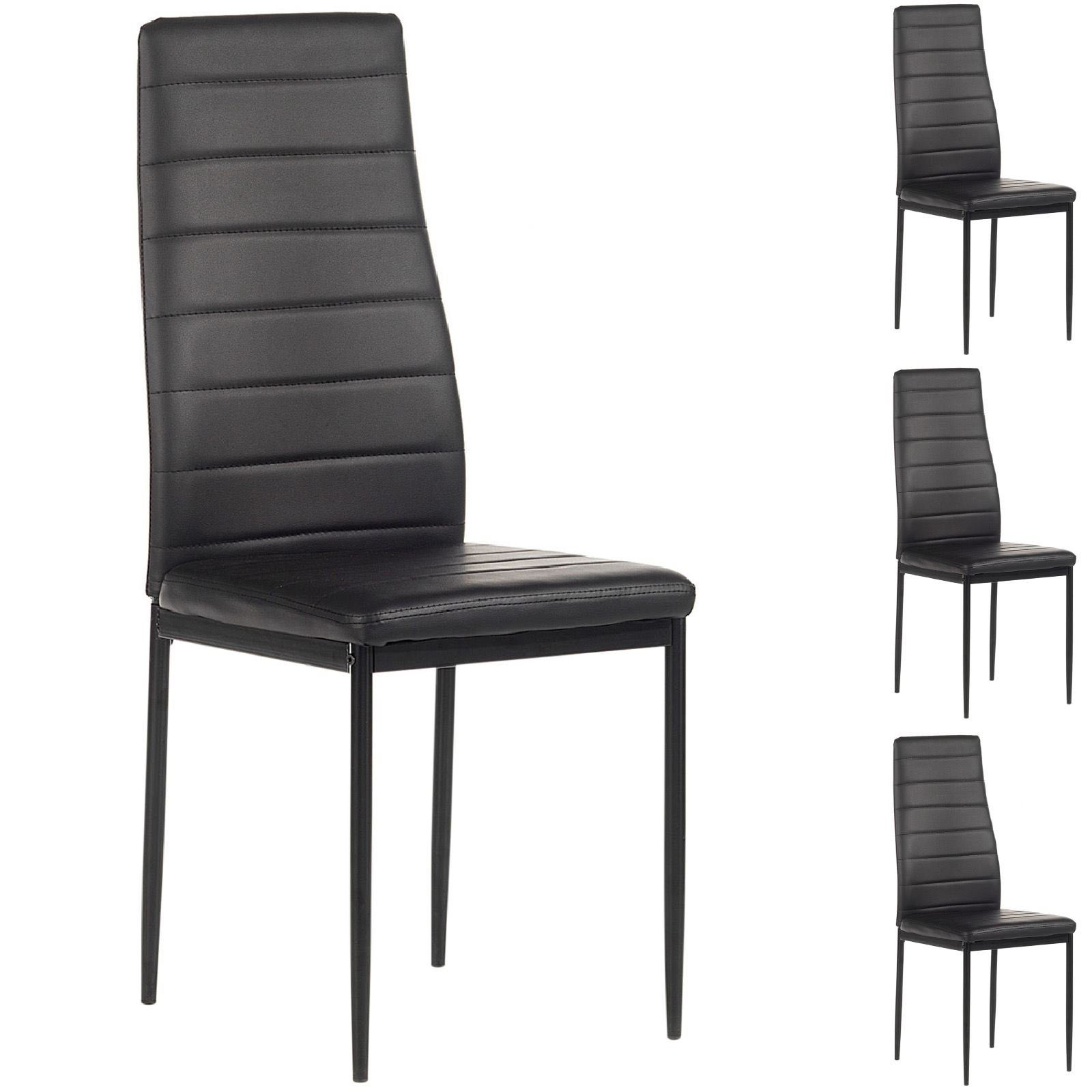 IDIMEX Polsterstuhl NATHALIE (4 St), 4er SET Esszimmerstuhl Essgruppe Küchenstuhl in schwarz grau oder weis schwarz/schwarz