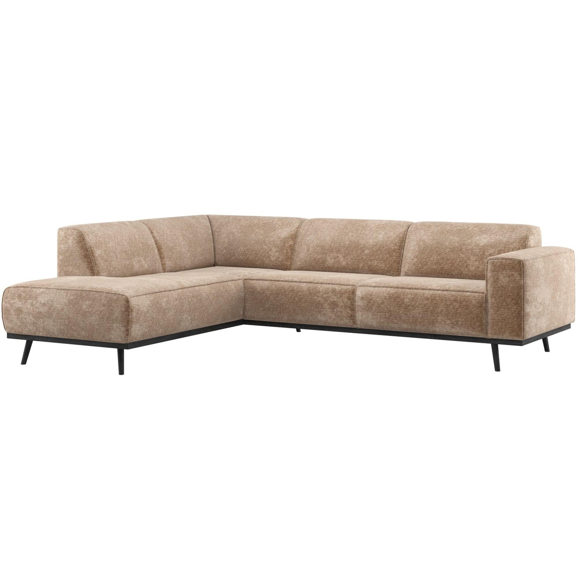 WOOOD Ecksofa Statement, Chenille-Samt, modern, Taupe, Links, elegantes, abgerundetes Design mit hohem Sitzkomfort