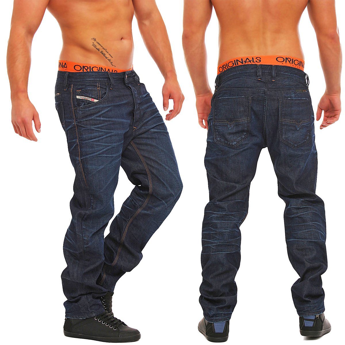 Diesel Straight-Jeans Diesel Herren Denim Jeans Bravefort 0806W Dark Wash 5-Pocket-Style, ohne Stretch-Anteil