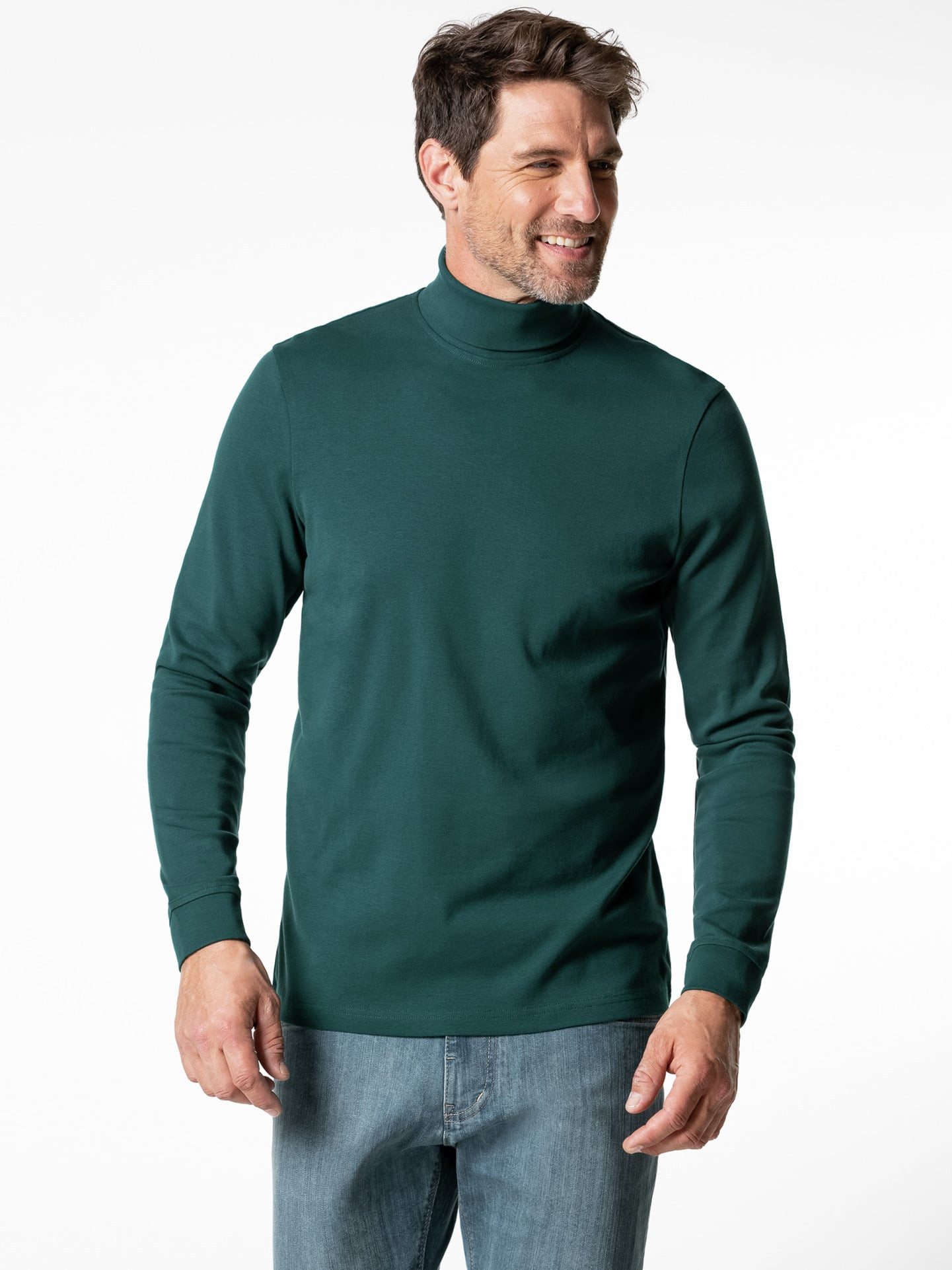 Walbusch Langarmshirt Herren Rollkragen-Shirt Langarmshirt supergekämmte Baumwolle, Rollkragen
