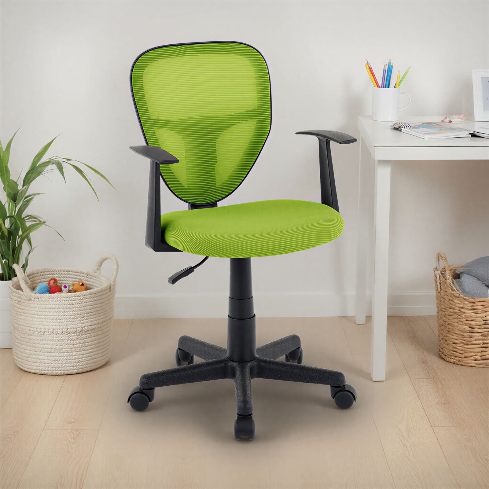 IDIMEX Drehstuhl STUDIO, Schreibtischstuhl Kinder höhenverstellbar mit Armlehnen Grün