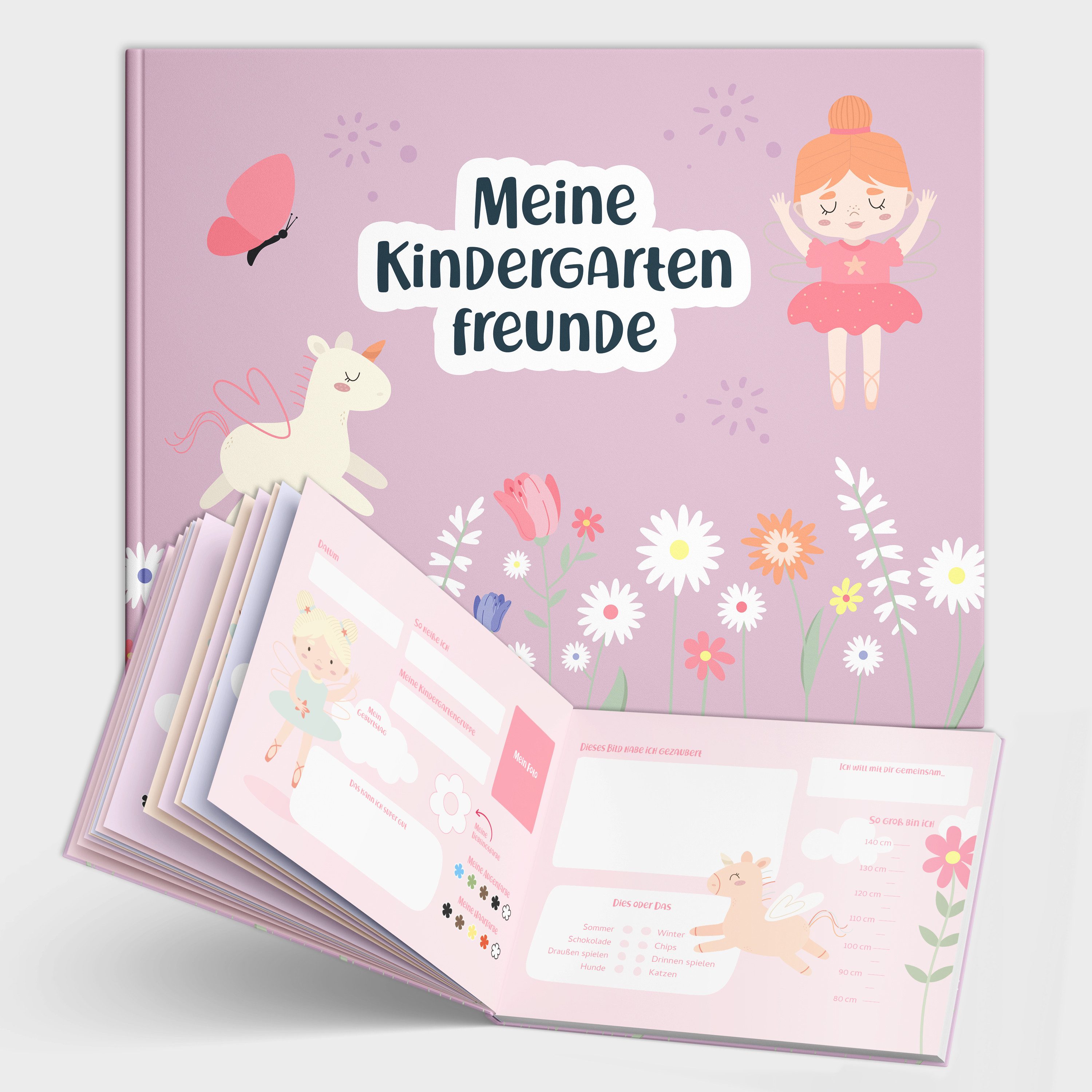 Amari Poesiealbum Freundebuch Kindergarten Freunde Mädchen Hardcover, 24 Freunde