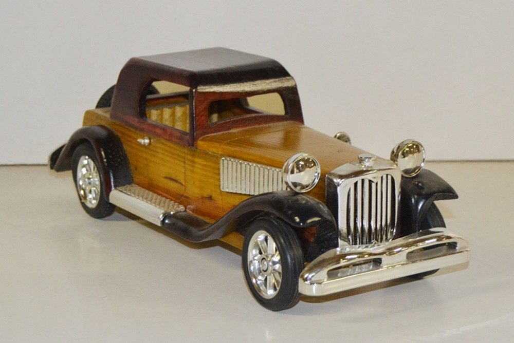 JS GartenDeko Modellauto Holzauto Modellauto Oldtimer L 37 cm Nostalgisches Modellwagen