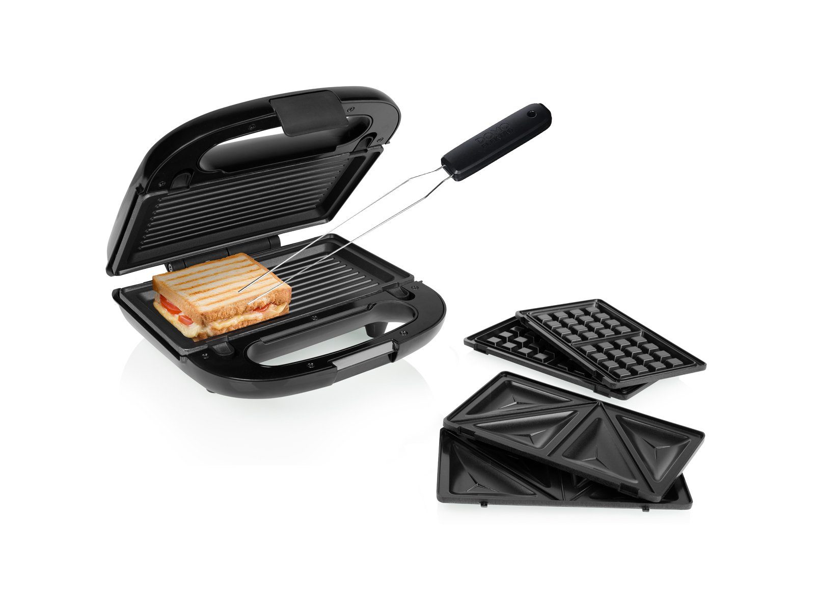 Setpoint Sandwichmaker, 750 W, Toaster XXL 3in1 Elektro Kontakt Tisch-Grill Waffeleisen & Gabel