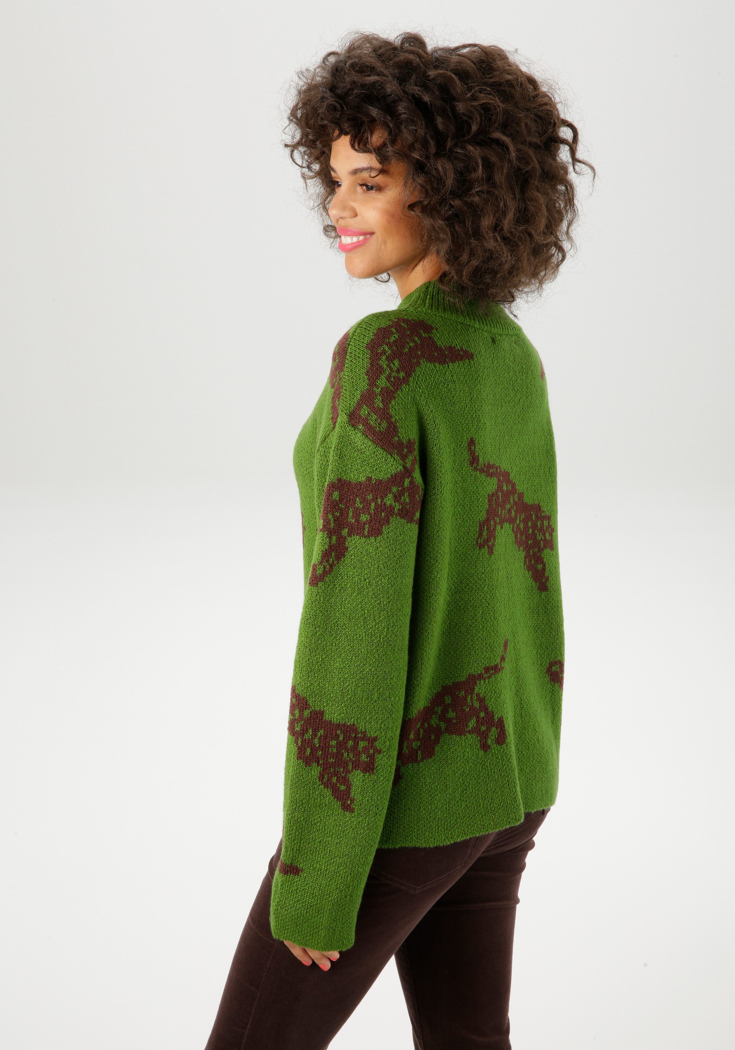 Aniston CASUAL Strickpullover mit eingestrickten Leoparden günstig online kaufen