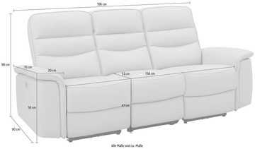 Home affaire 3-Sitzer Maldini, elektrischer Relaxfunktion und USB-Anschluss, Breite 196 cm