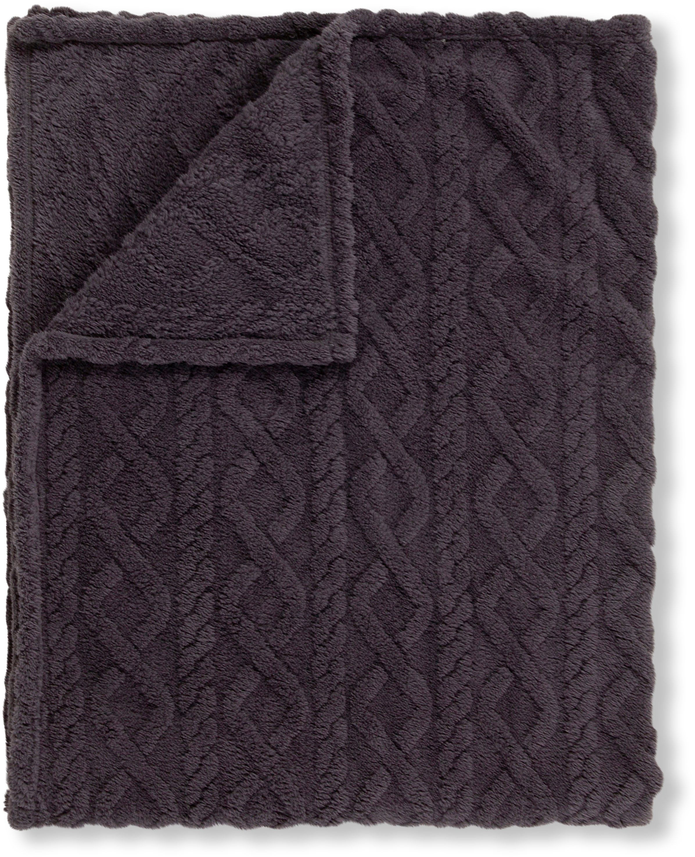 Plaid Jacquard teddy, Descanso, Weich, Kuscheldecke, Wohndecke, Teddy, Jacquard, in 2 Größen