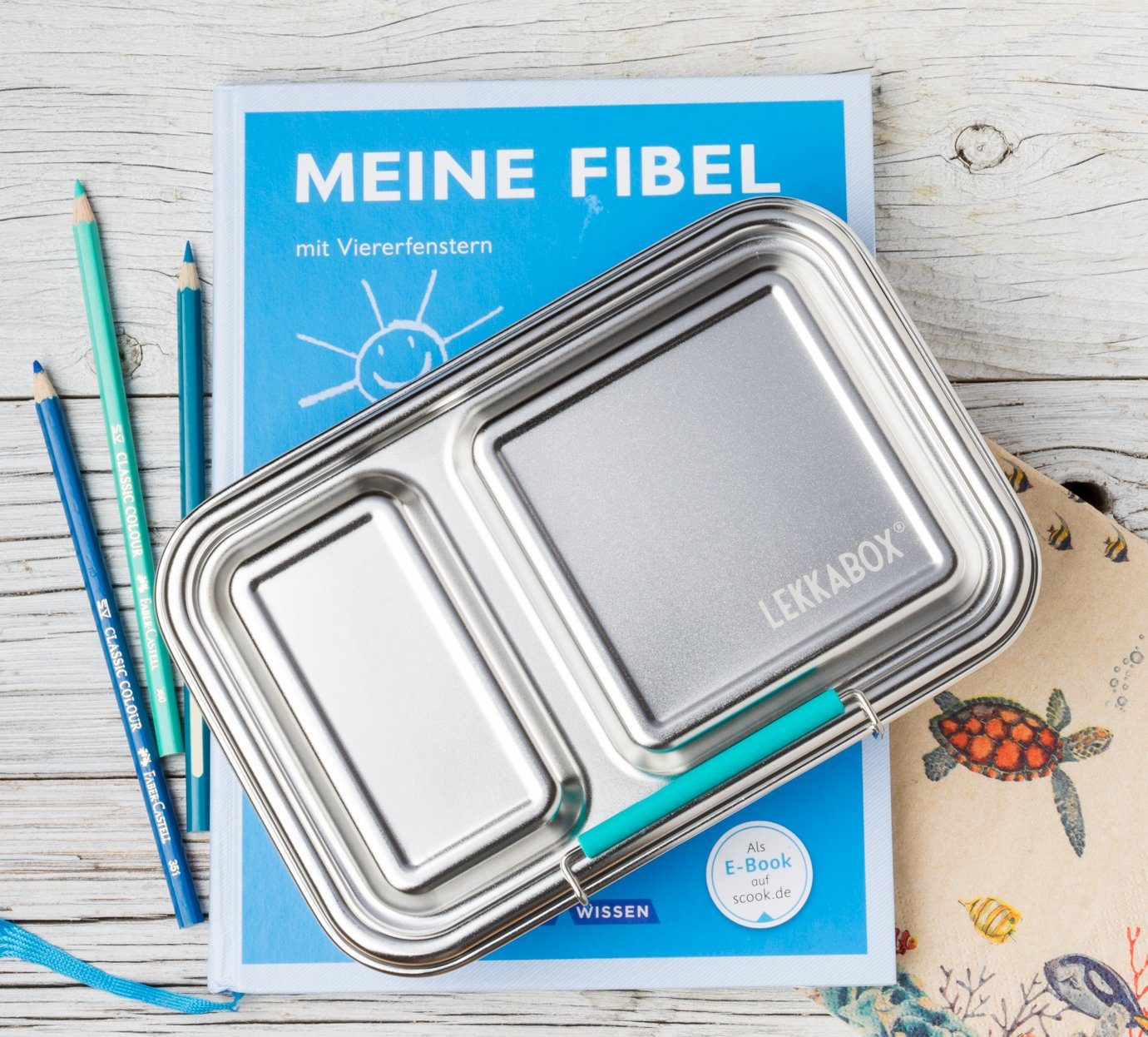 LEKKABOX Lunchbox DUO Edelstahl Brotdose, 2 Fächer - Kinder Bento Box Lunchbox, 2 auslaufsichere Fächer dank der herausnehmbaren Silikondichtung