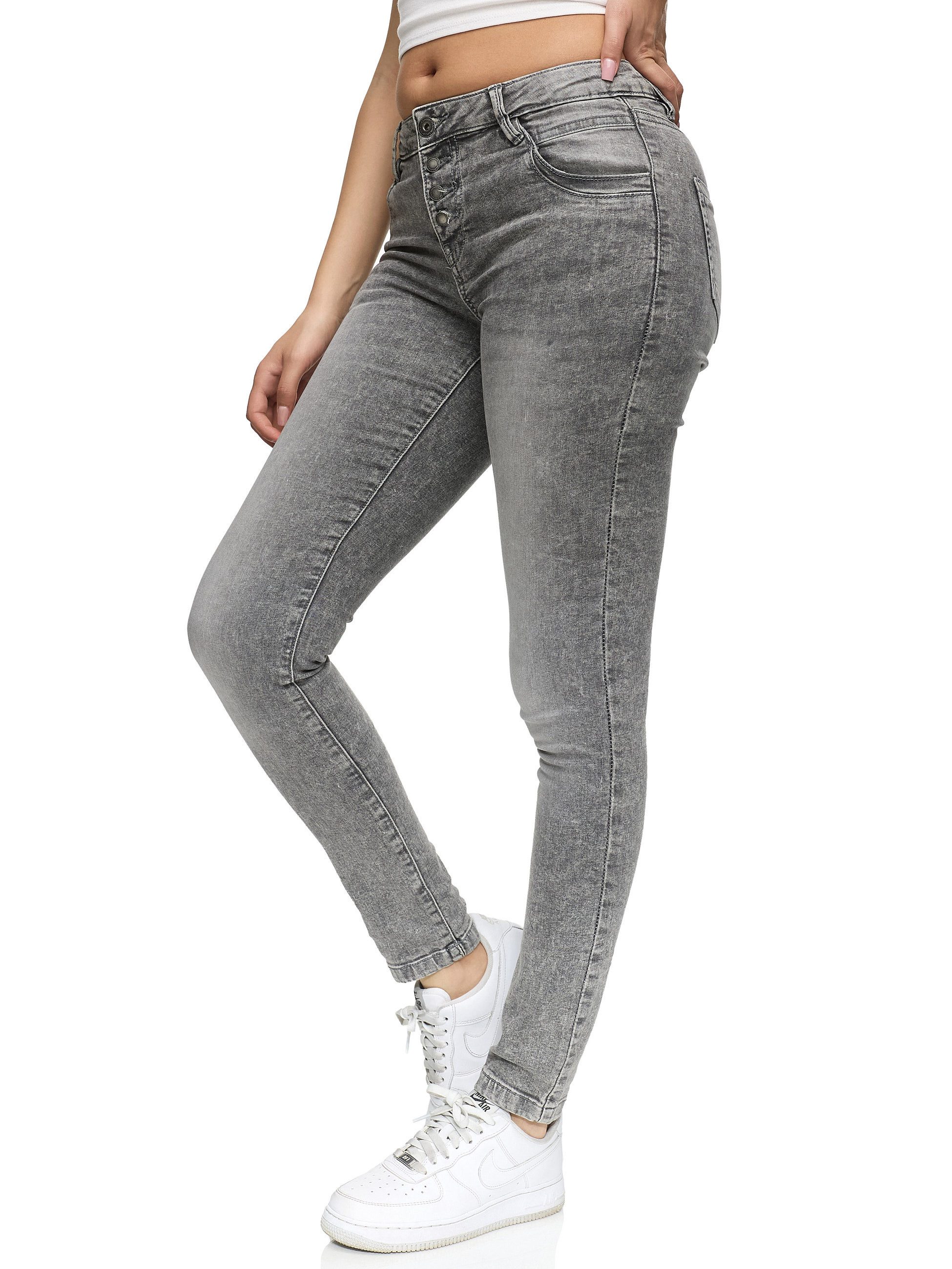 REPUBLIX Stretch-Jeans ISLA Damen Knopf Mid Waist Stretch Denim Jeans – Bild 2 von 5