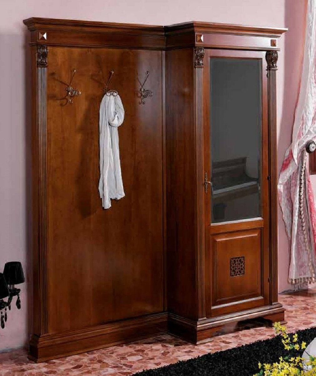 Casa Padrino Garderobenschrank Casa Padrino Luxus Barock Garderobe mit Schrank Braun - Massivholz Garderobe im Barockstil - Luxus Garderoben Möbel im Barockstil - Luxus Qualität - Made in Italy