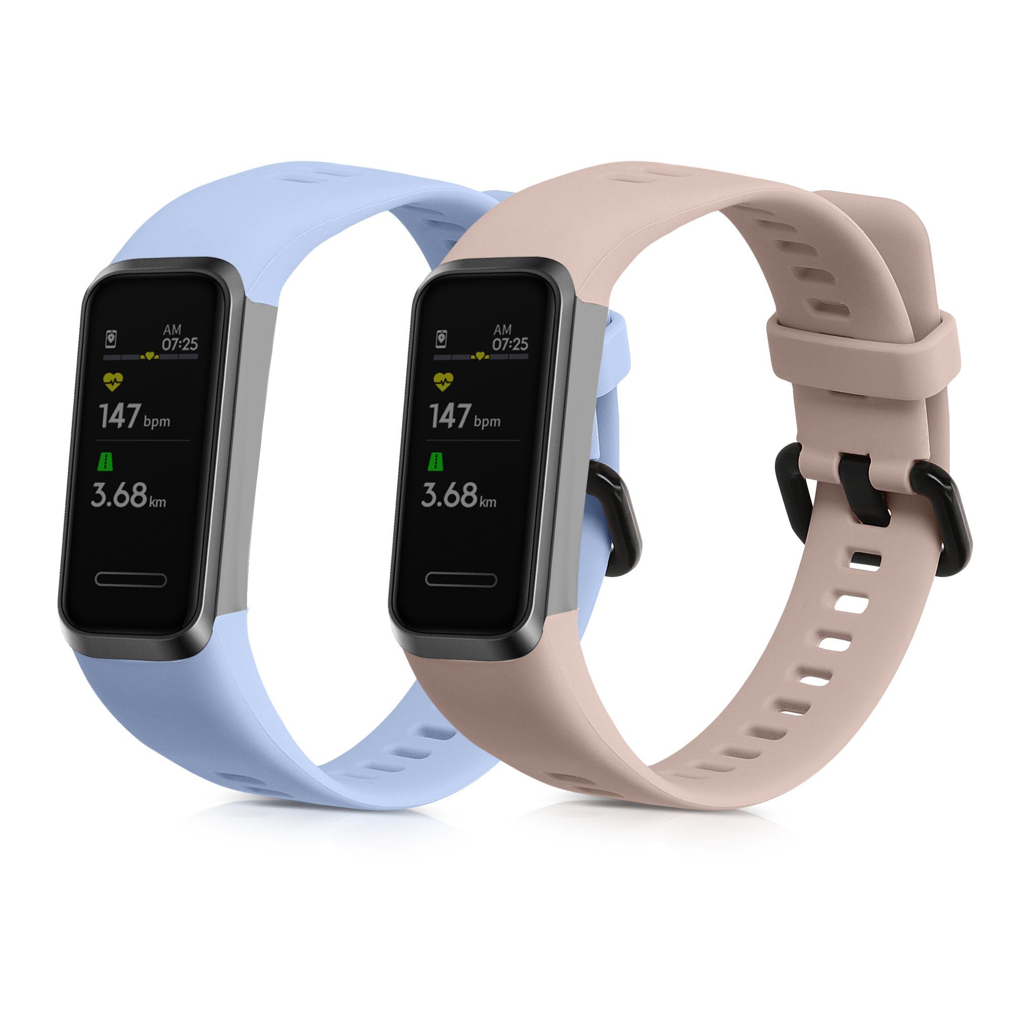 kwmobile 2x Uhrenarmband für Huawei Band 4 Armband Smartwatch, 2-tlg., Fitnesstracker Band Set aus TPU Silikon - Ersatzarmband Smartwatch