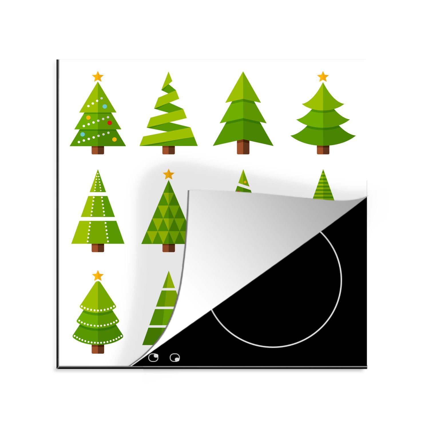 Herdblende-/Abdeckplatte Ceranfeldabdeckung, für küche cm, tlg), (1 Vinyl, Arbeitsplatte - Muster 78x78 MuchoWow Weihnachtsbaum,