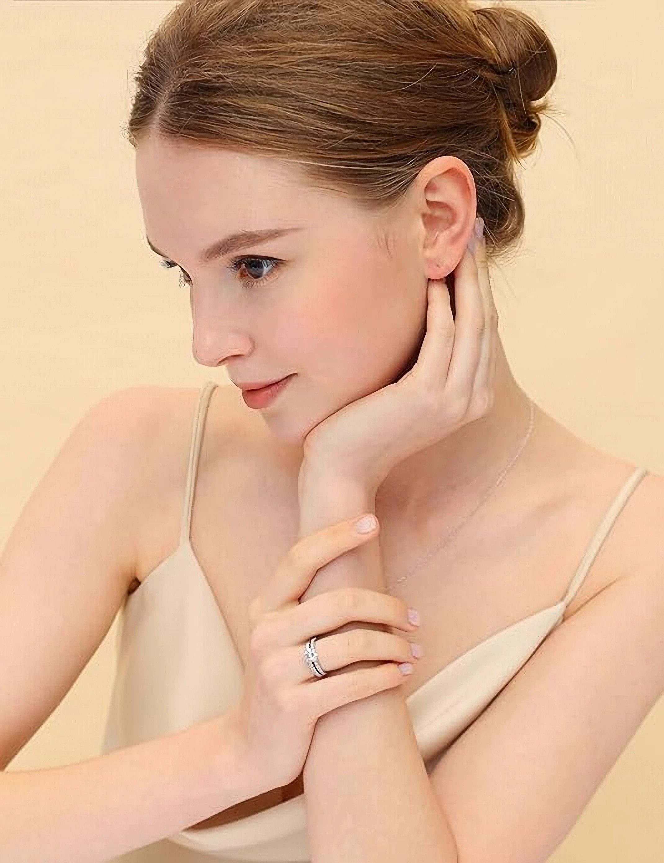 Jumpeak Trauring 585 Gold, 1.1 ct runder Diamantring im Brillantschliff, Hochzeitsset, E,vvs2,3EX,IGI-Zertifikat,ring damen,geschenk