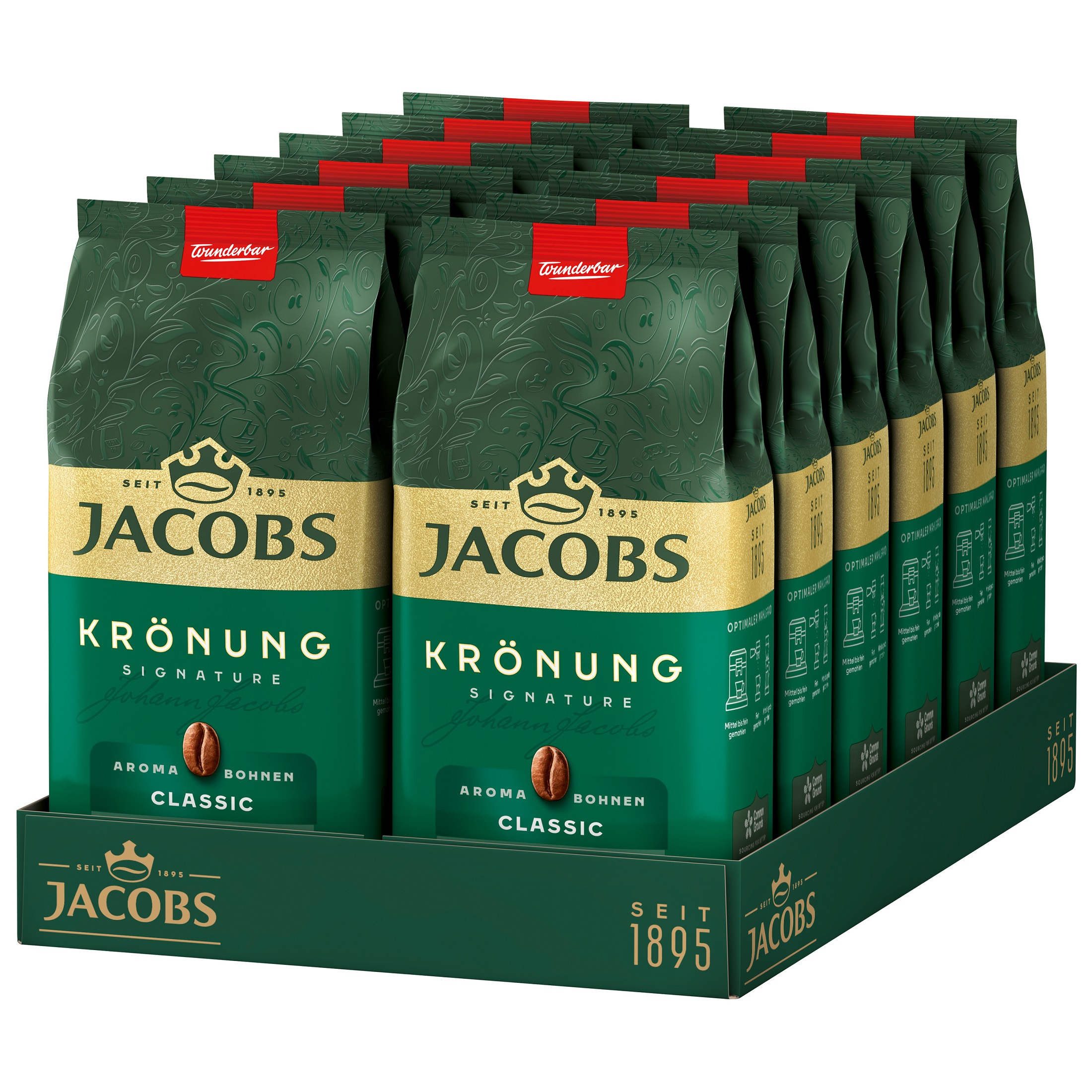JACOBS Kaffee Kaffeebohnen Krönung Aroma-Bohnen Classic 12 x 500g ganze Bohnen, (Packung, 12er Pack)