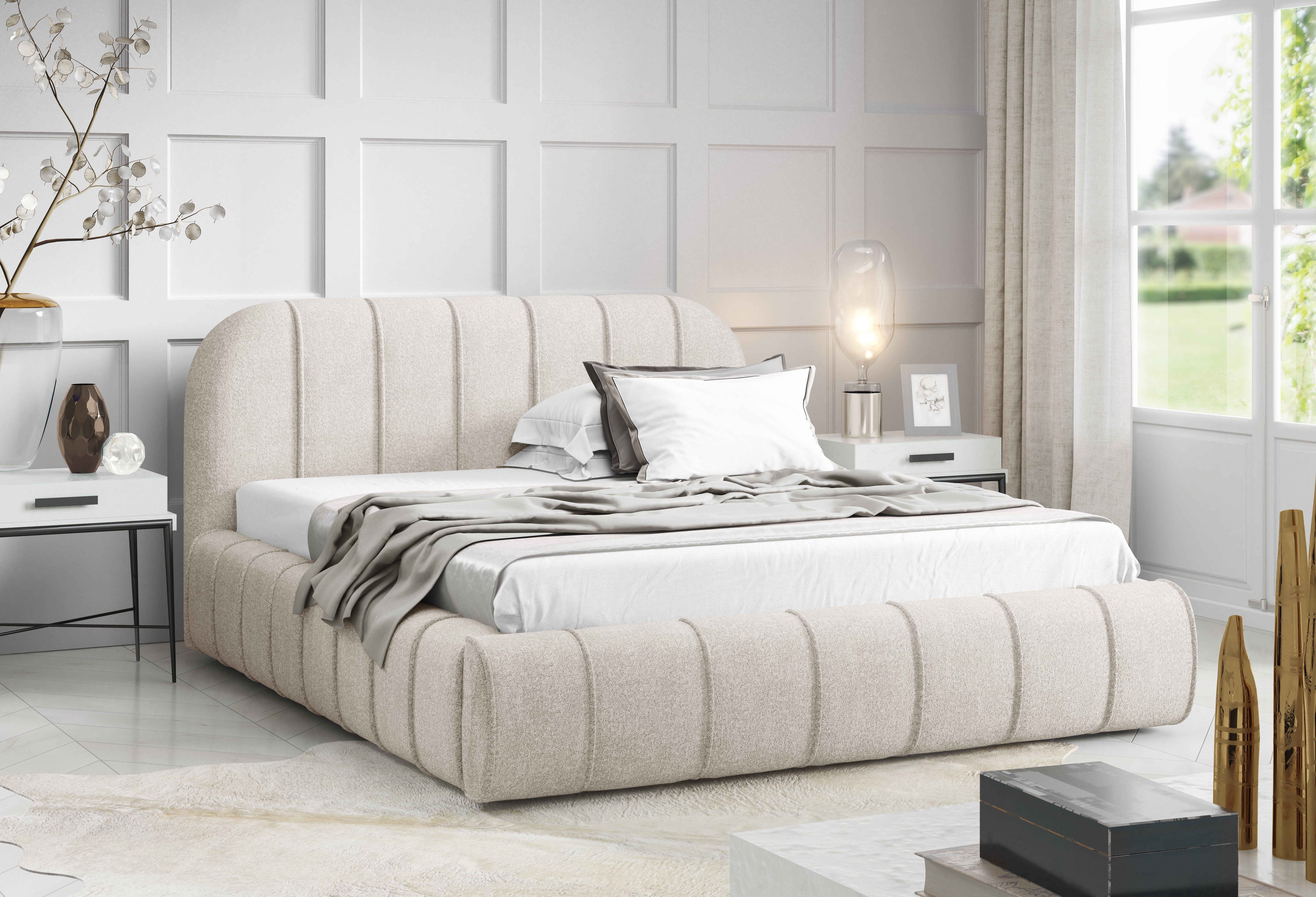 yourhouse24 Polsterbett Design-Polsterbett – Cloud-Bed im Chunky-Look mit Bettkasten, Luxus Wolkenbett mit Bettkasten & Lattenrost