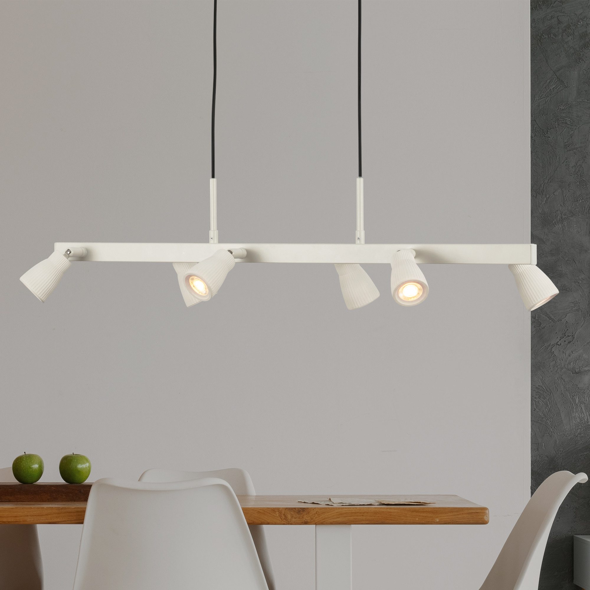 Briloner Leuchten LED Pendelleuchte Hängelampe Schwenkbar Höhenverstellbar 6-flammig geriffelt, LED fest integriert, 3000K, 80,5x120 cm, Esszimmer, Esstisch, Wohnzimmer