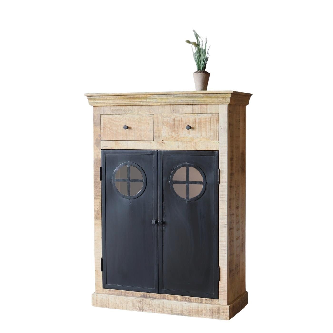 baario Highboard Highboard DEU Industrial Style, Massivholz mit Schublade 90cm breit