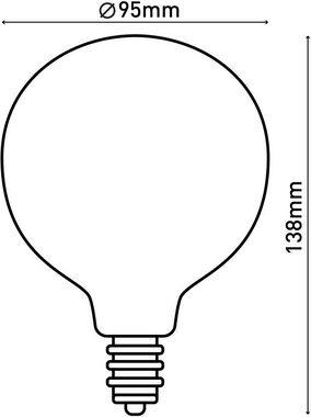 näve LED-Leuchtmittel Dilly, E27, 3 St., Warmweiß, Retro Ø 9,5cm Filament, 3er Set, Effieziensklasse: G, E27/4W LED