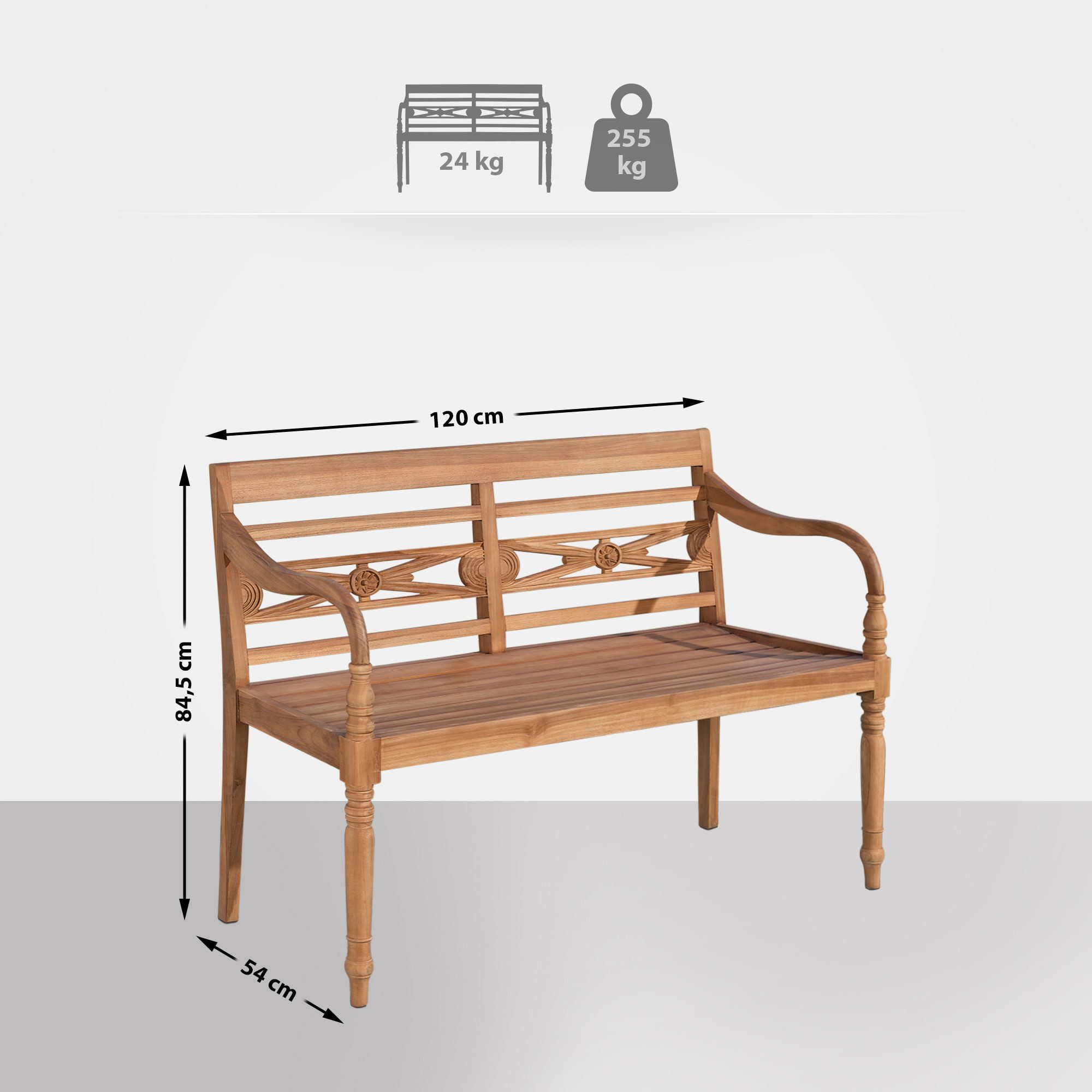 CLP Gartenbank Teakbank 120 cm mit günstig online kaufen