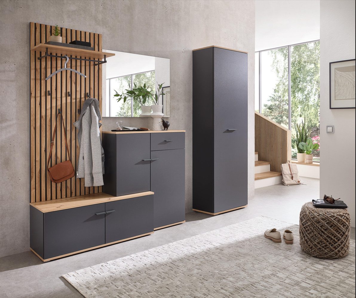 Bega Consult Garderoben-Set (2-tlg) in Anthrazit / Artisan Dekor - 223x199x38cm (B/H/T), (2-tlg)
