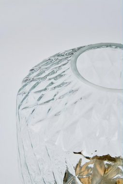 carla&marge Tischvase Lazissa (Kugelvase aus Kristallglas mit Fuß aus Messing), elegante Vase aus Glas mit Rautenmuster, Höhe ca. 18 cm