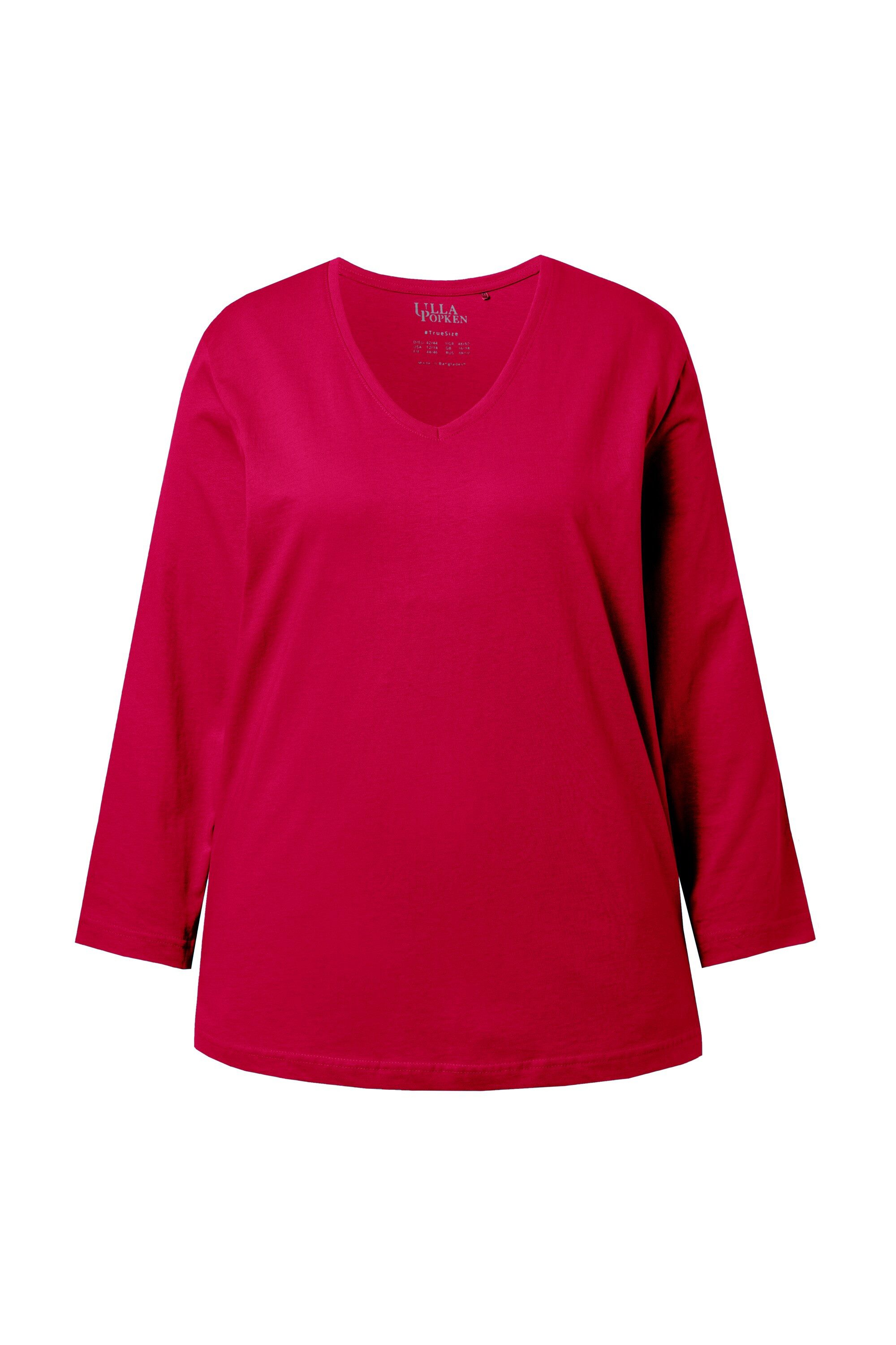 Ulla Popken T-Shirt Shirt V-Ausschnitt Relaxed Langarm günstig online kaufen