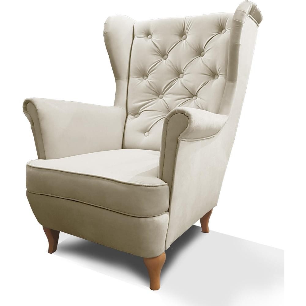 Beautysofa Ohrensessel Sessel FALCO Chesterfield Wohnzimmersessel günstig online kaufen