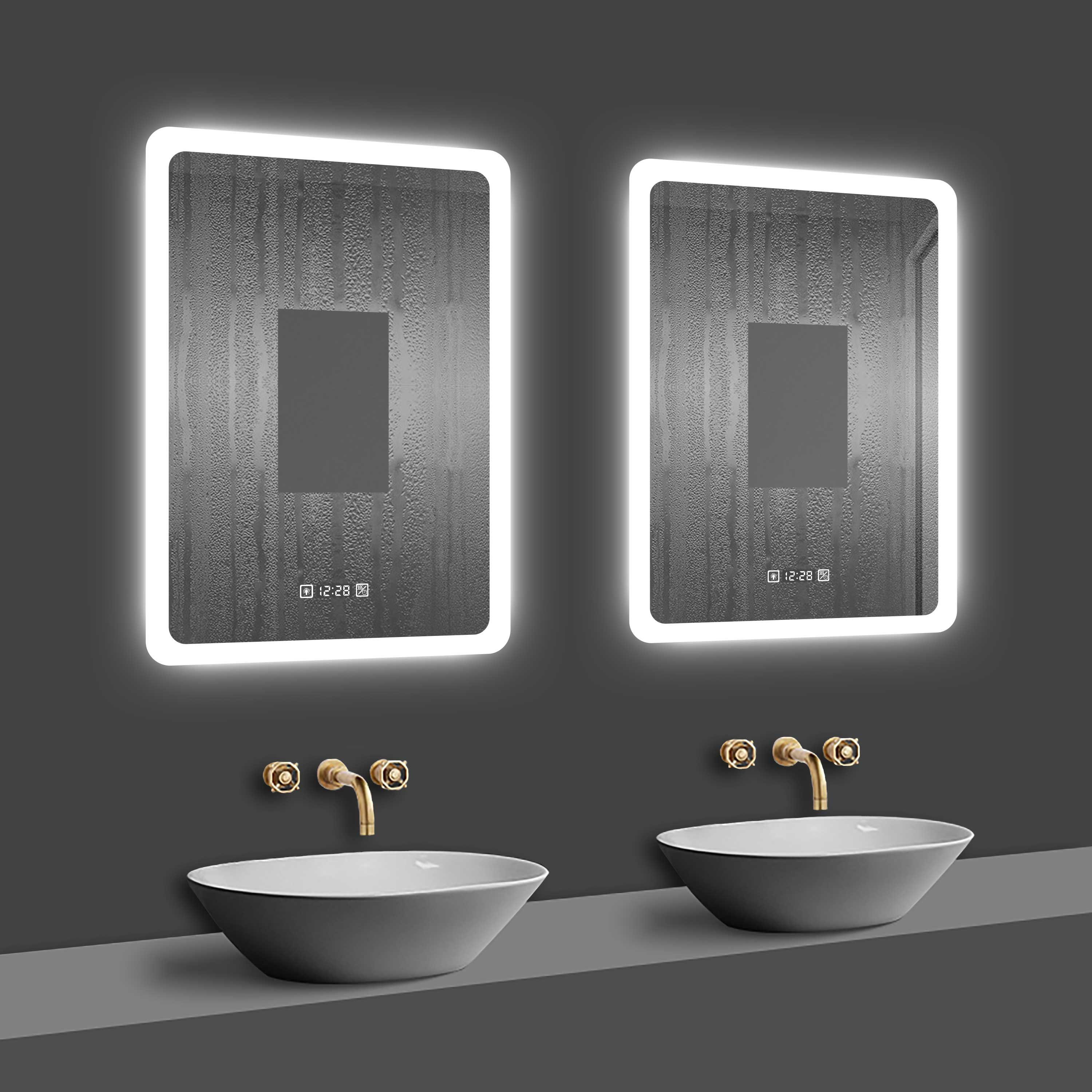 duschspa Badspiegel 50-160cm Digital-Uhr Touch, Kaltweiß energiesparend, Beschlagfrei