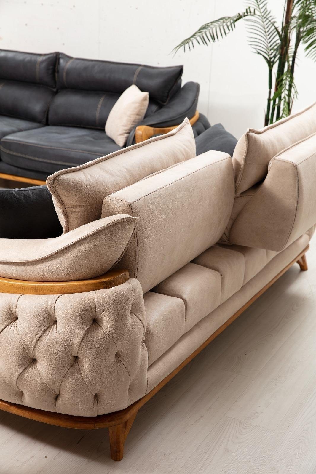 JVmoebel Sofa Moderner Dreisitzer Couch Designsofa Leder Europe Made Schwarz, in Sofas