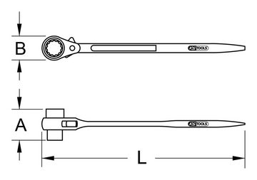 KS Tools Ratschenringschlüssel, Gerüstbauschlüssel, umschaltbar, 19 x 22 mm
