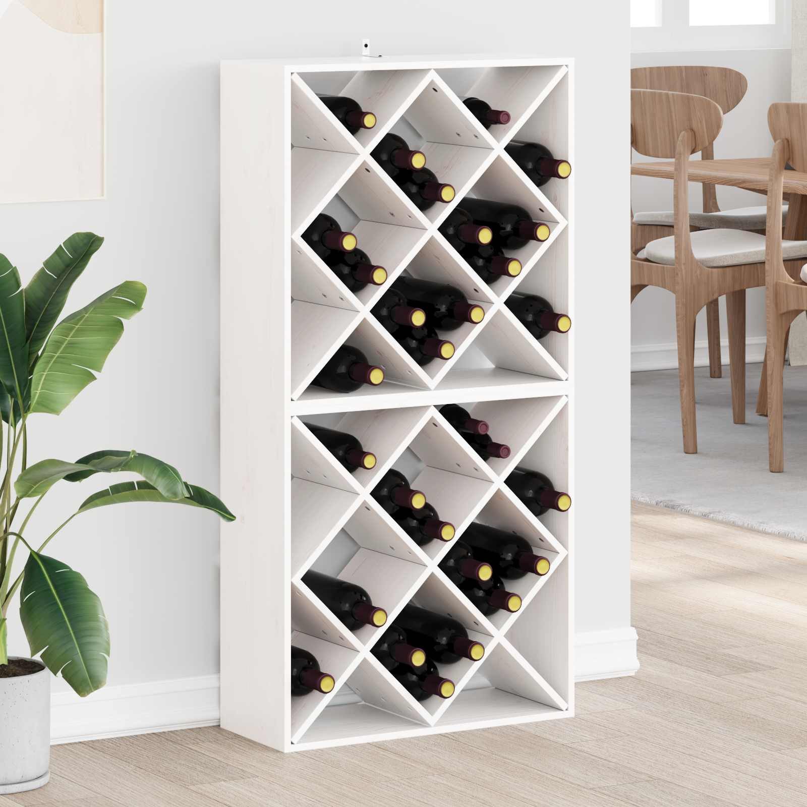 vidaXL Barschrank Weinregal 2 stk. Weiß 62 x 25 x 62 cm Massives Kiefernholz (2-St)