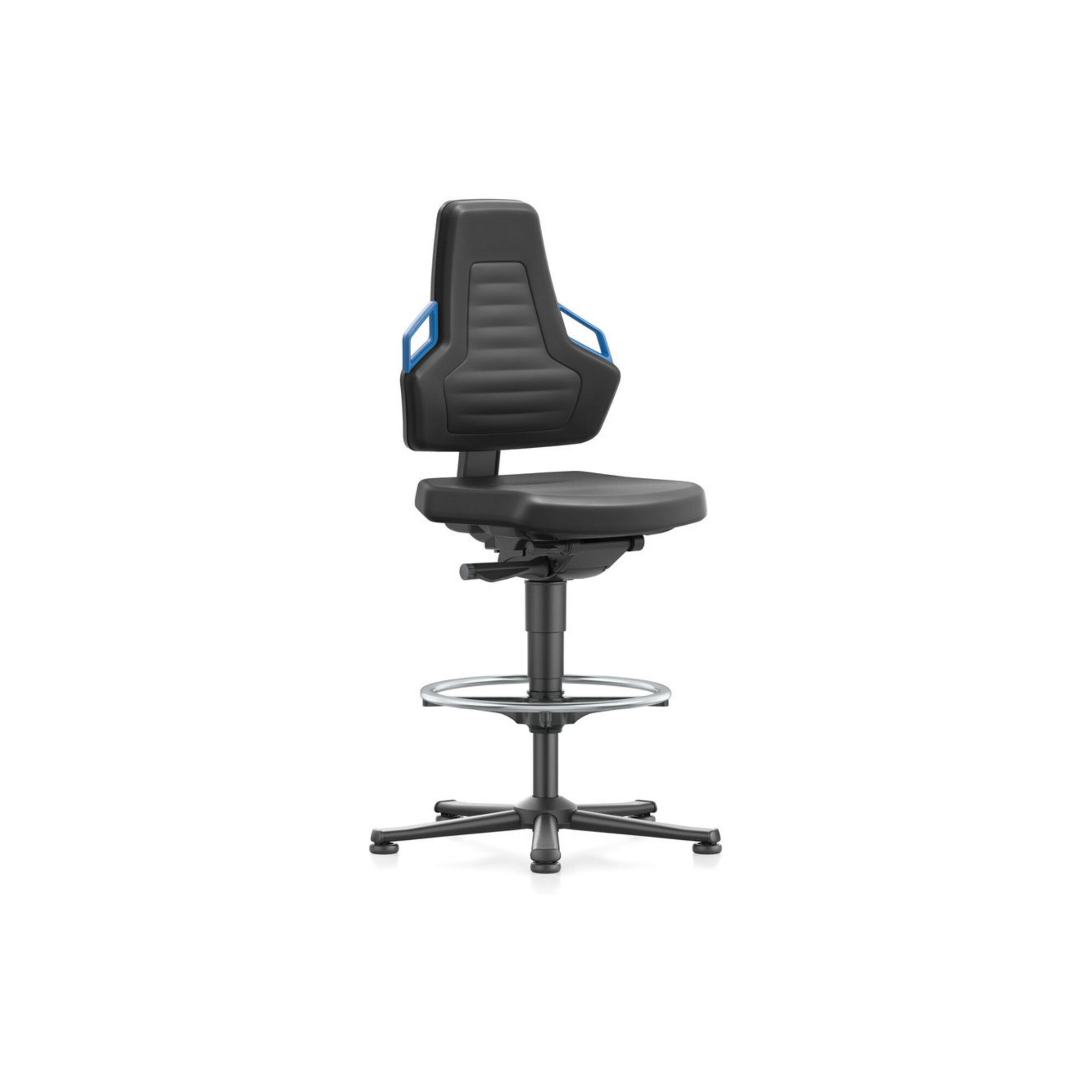 Interstuhl Bürostuhl Arbeitsdrehstuhl Nexxit Gleiter+Fußring Kunstleder schwarz Griff blau