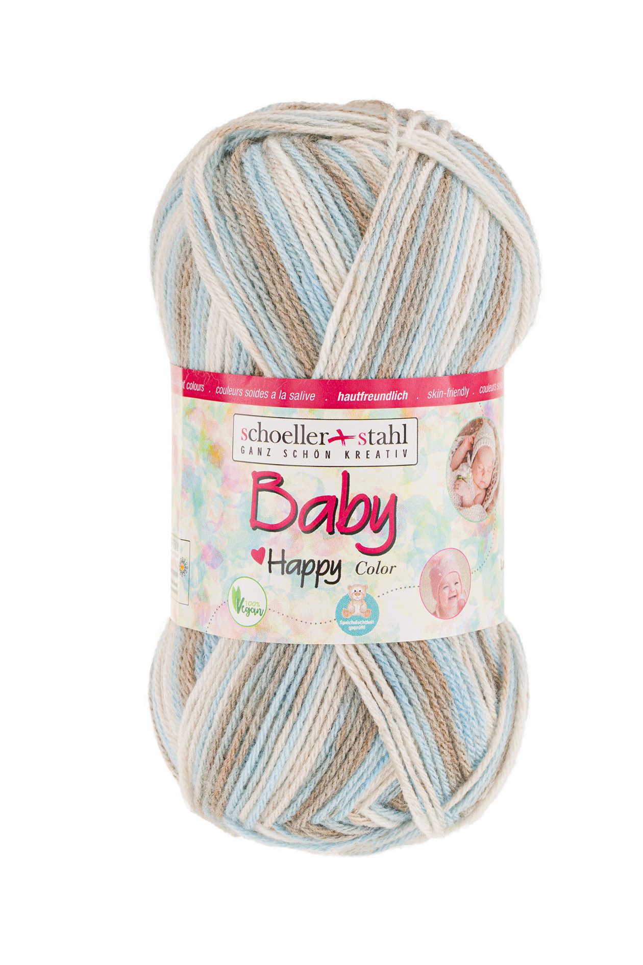 Schoeller + Stahl Baby Happy Color Häkelwolle, 185 m, wunderbar weiches, pflegeleichtes Garn mit fröhlichen Farbakzenten