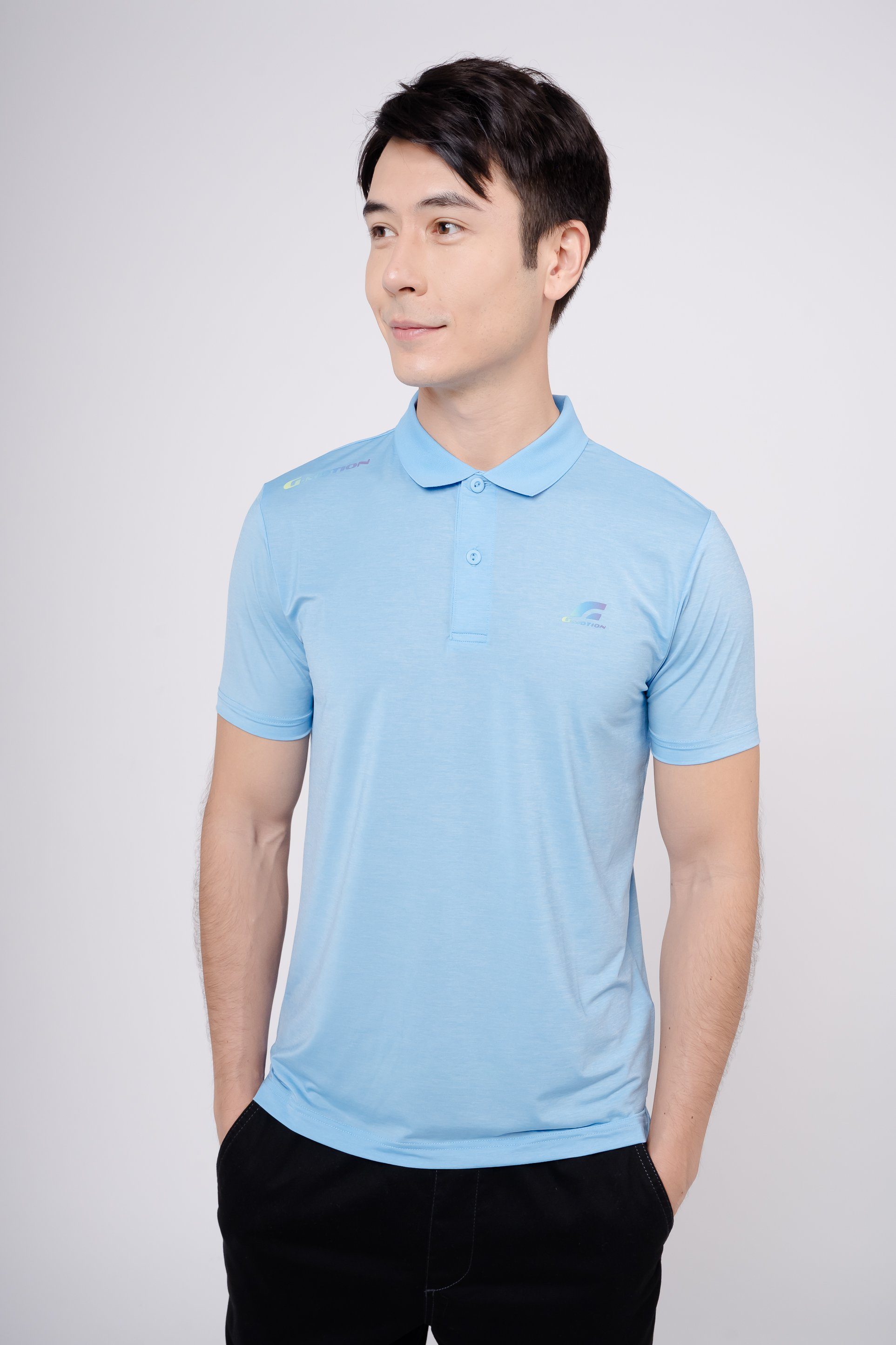GIORDANO Poloshirt mit Cool Touch-Effekt hellblau