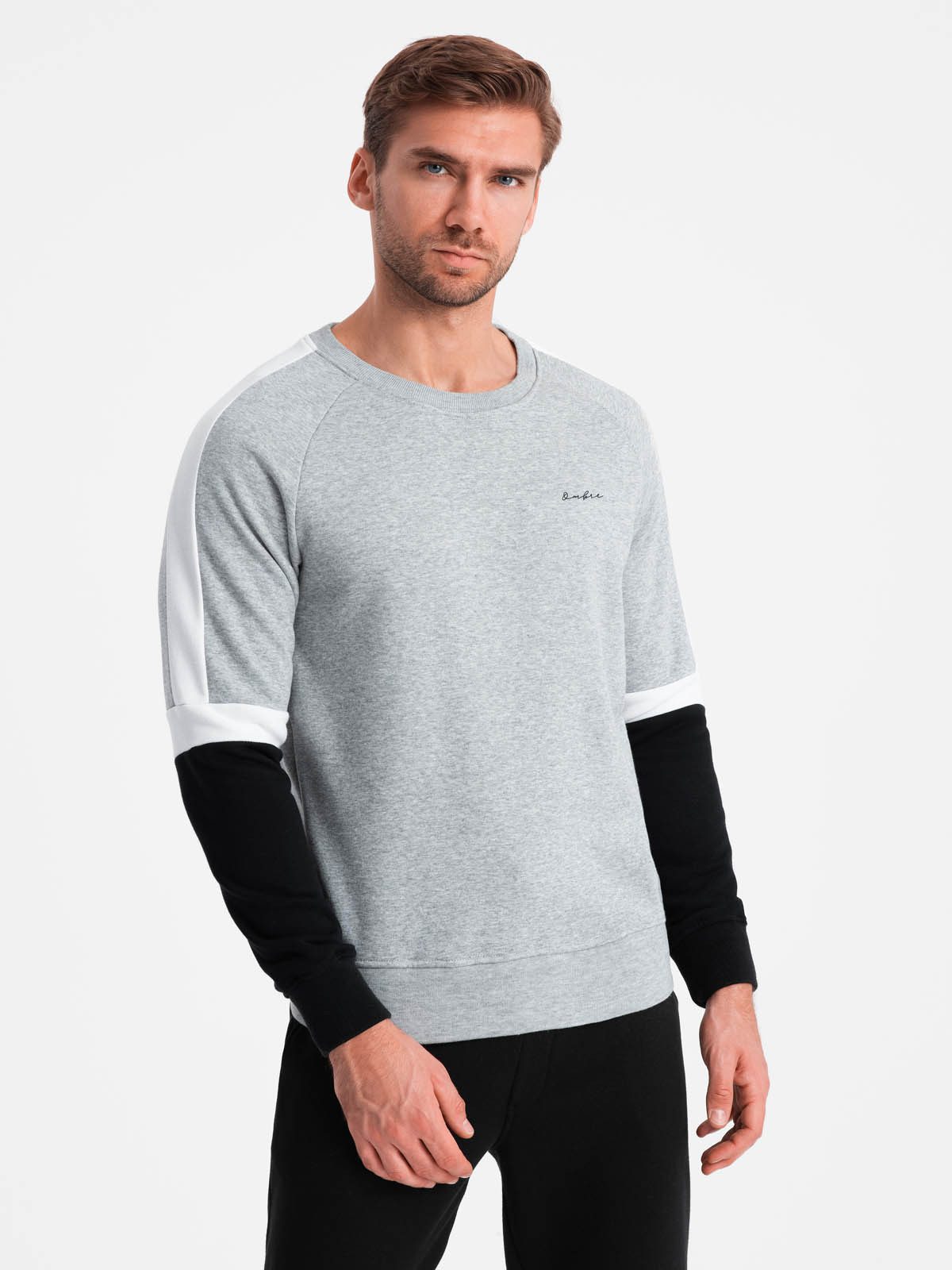Sweatshirt Dreifarbiges Herren-Sweatshirt mit Raglanärmeln